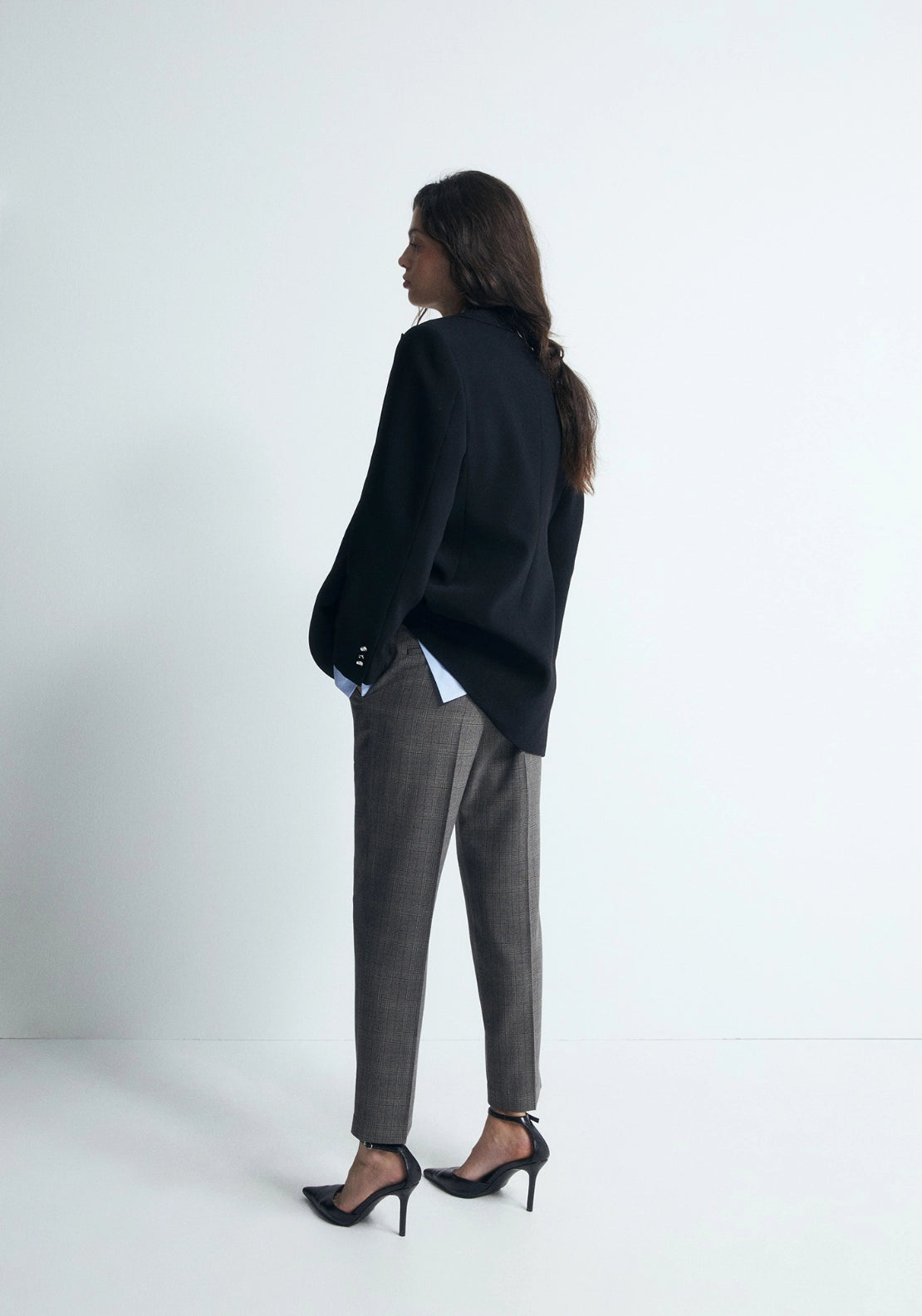 Straight Print Trousers - Grey