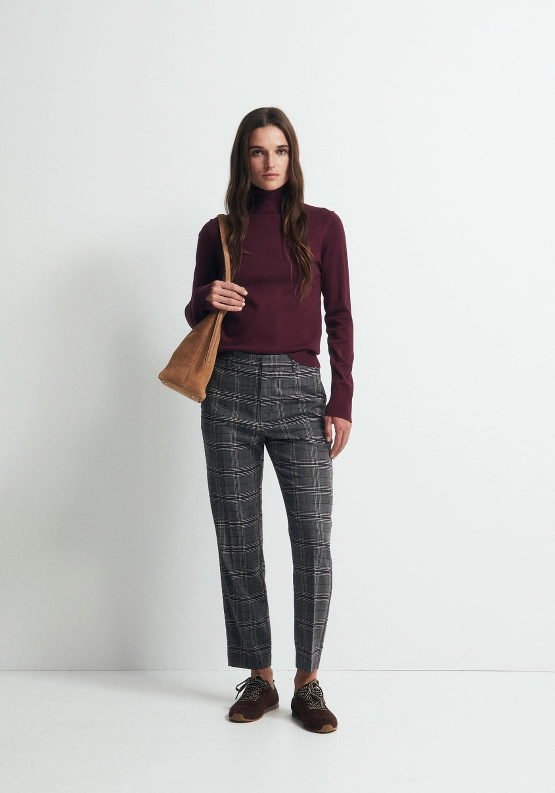 Straight Print Trousers - Charcoal Grey