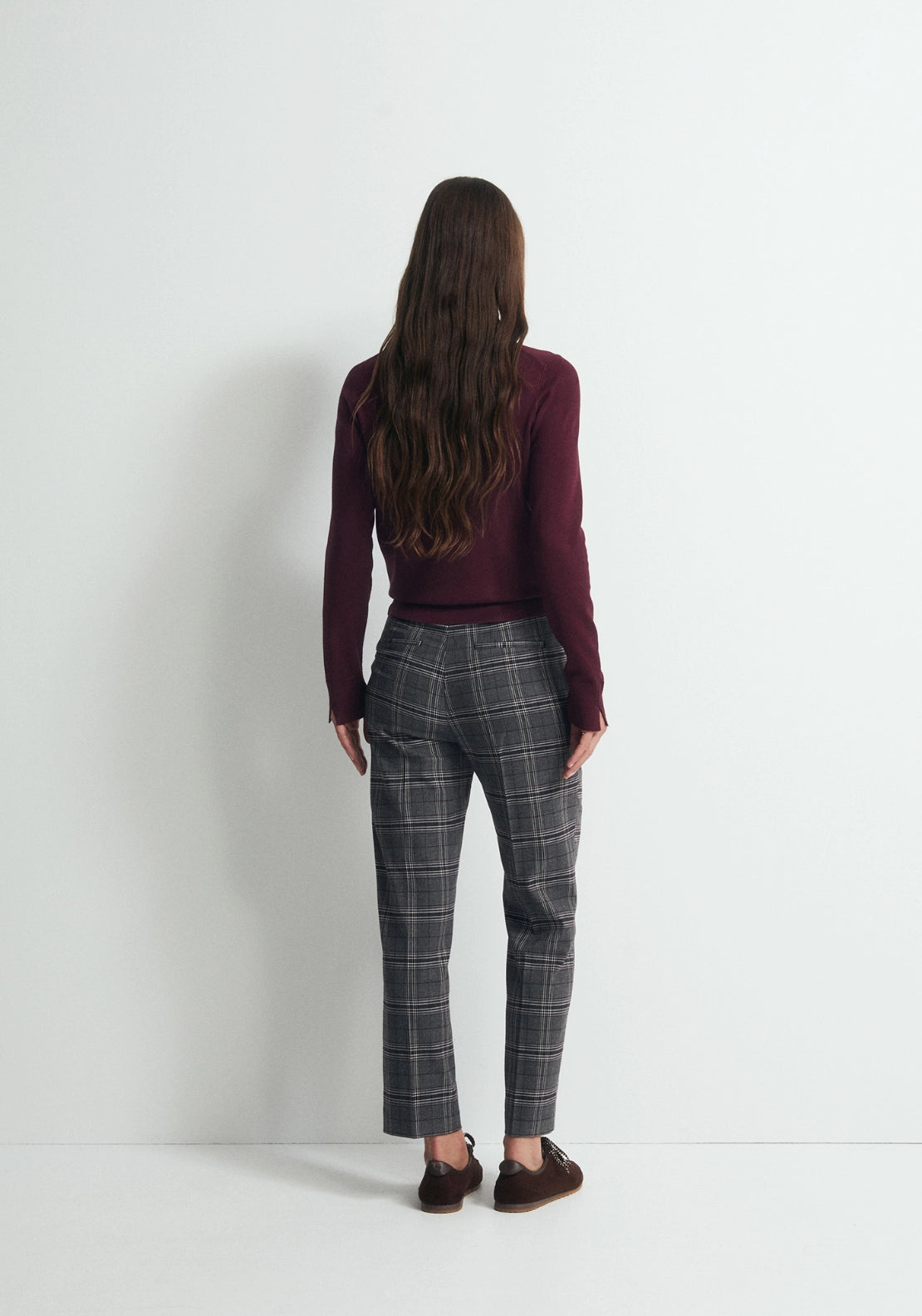 Straight Print Trousers - Charcoal Grey