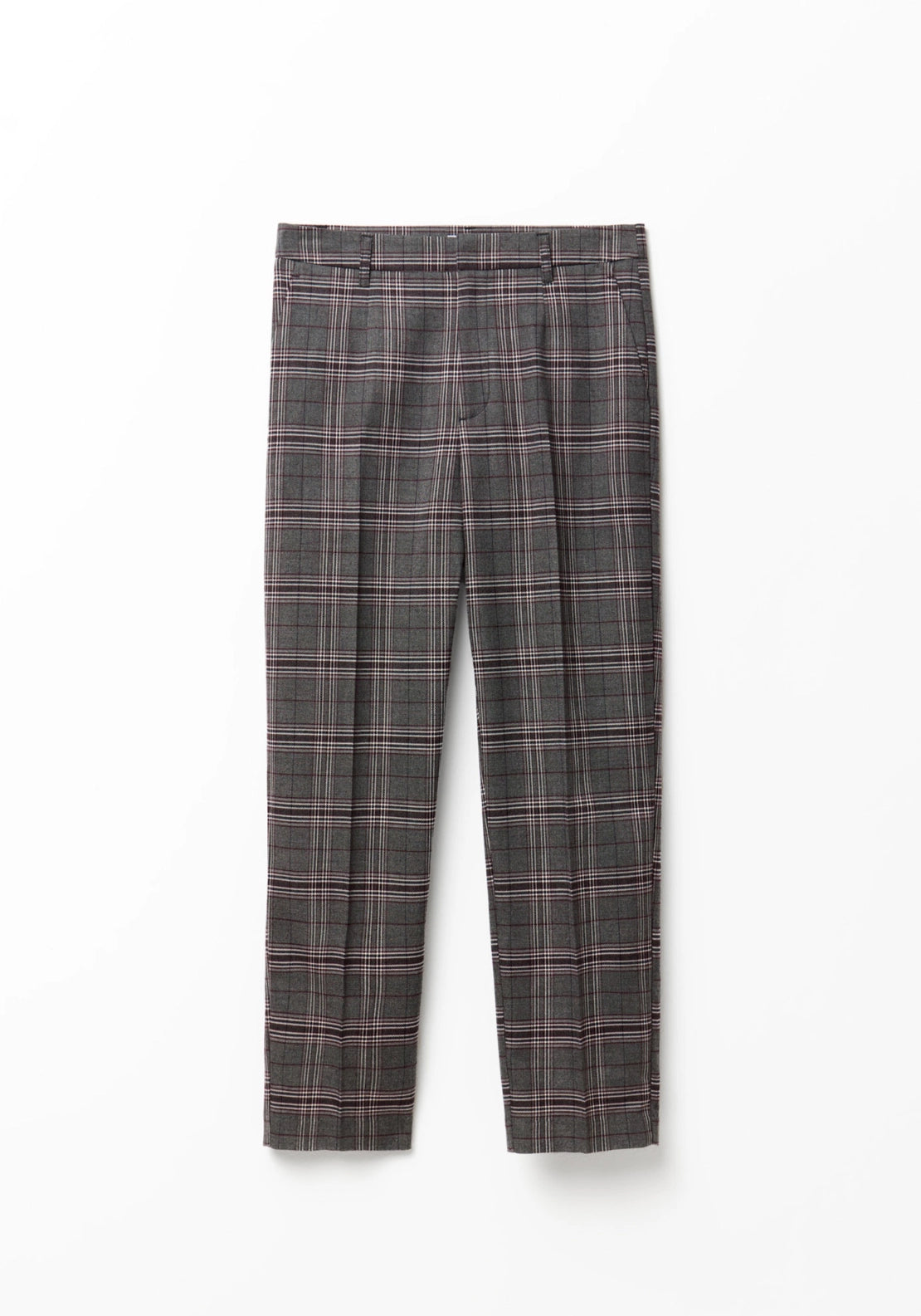 Straight Print Trousers - Charcoal Grey
