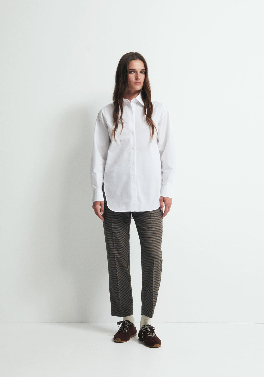 Straight Print Trousers - Brown