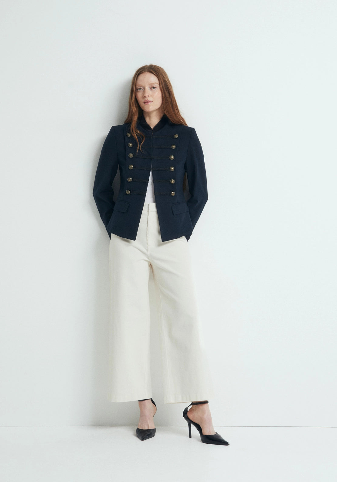 Corduroy Wide Leg Culottes - Off-white