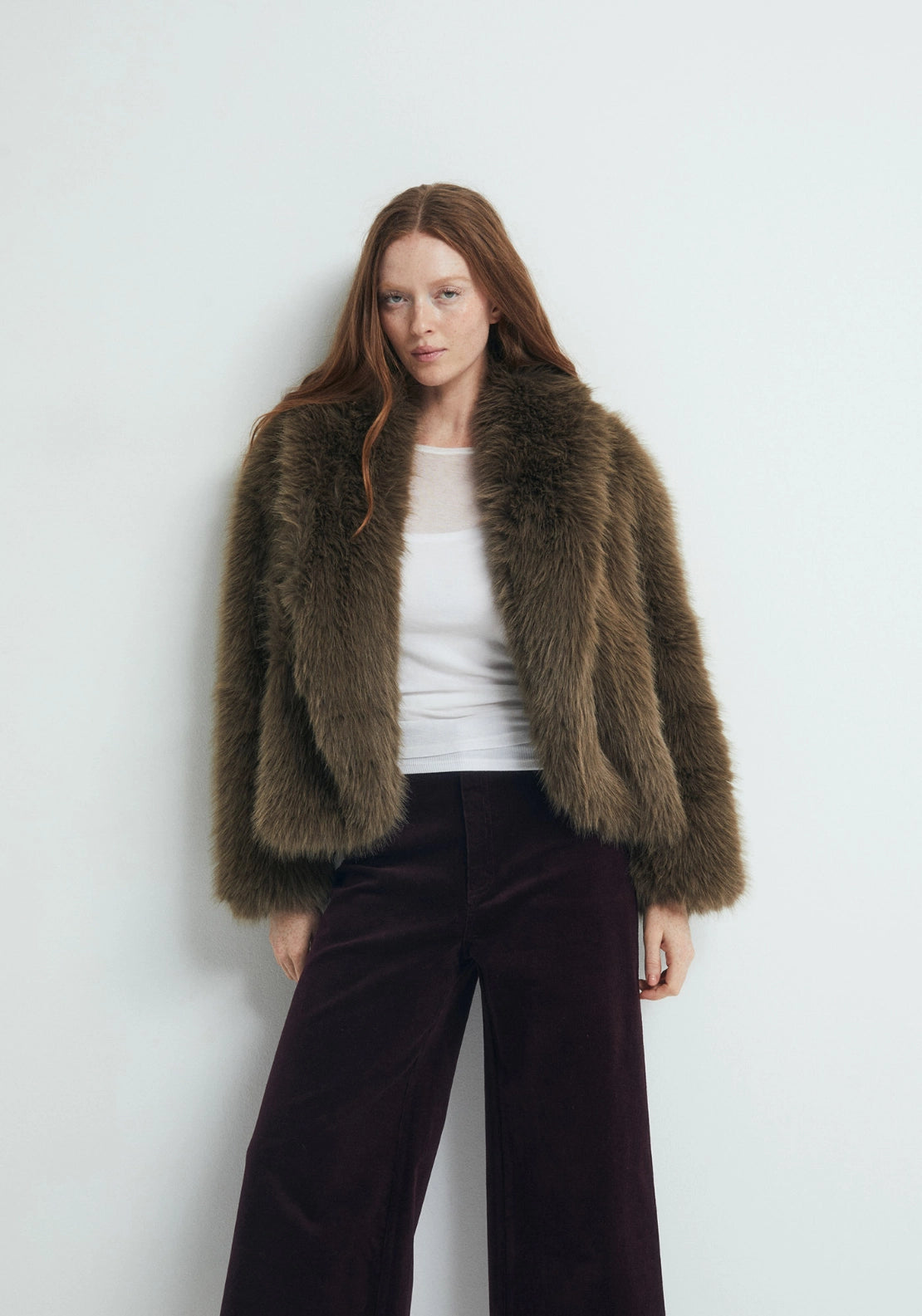 Corduroy Wide Leg Culottes - Eggplant