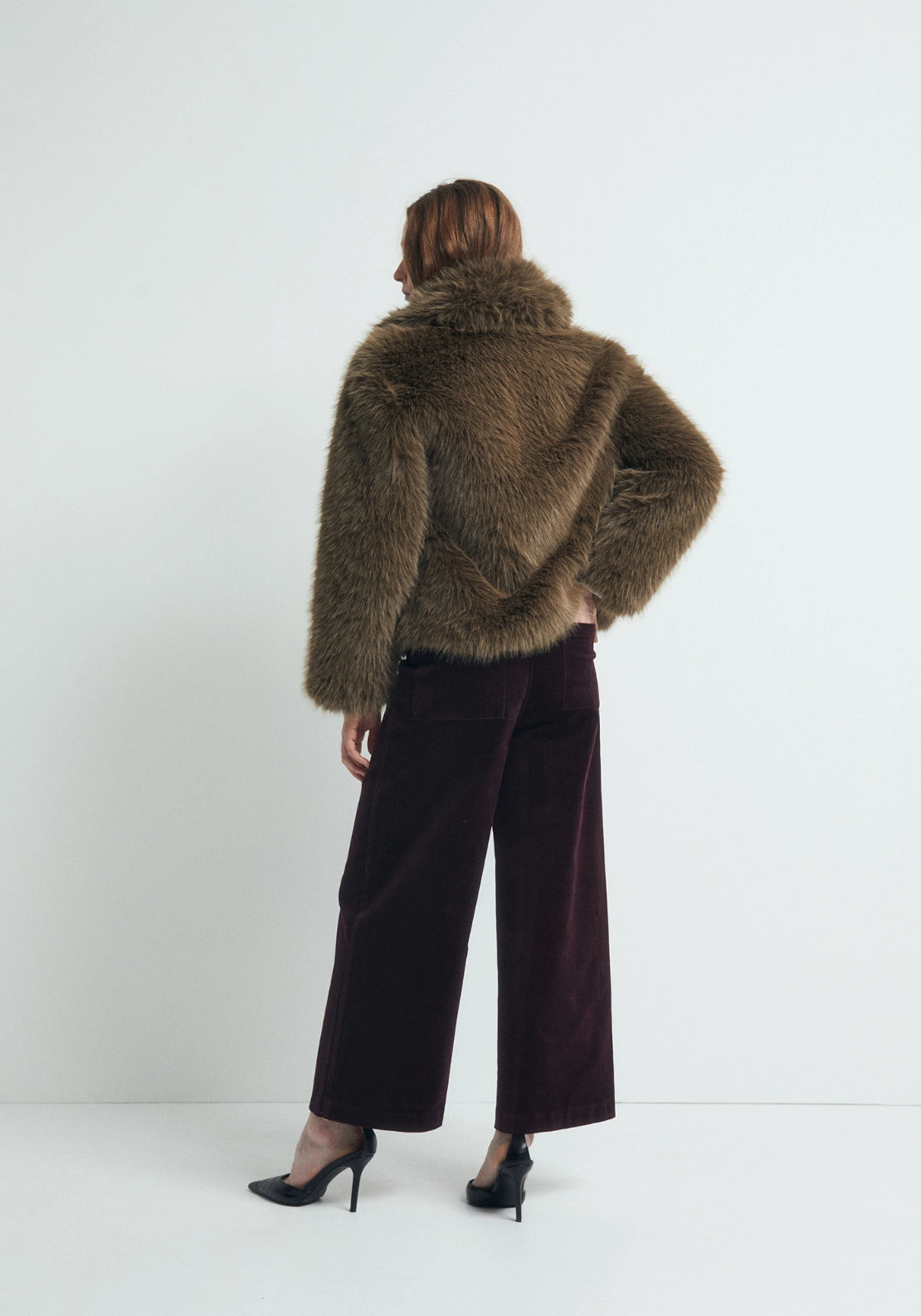Corduroy Wide Leg Culottes - Eggplant