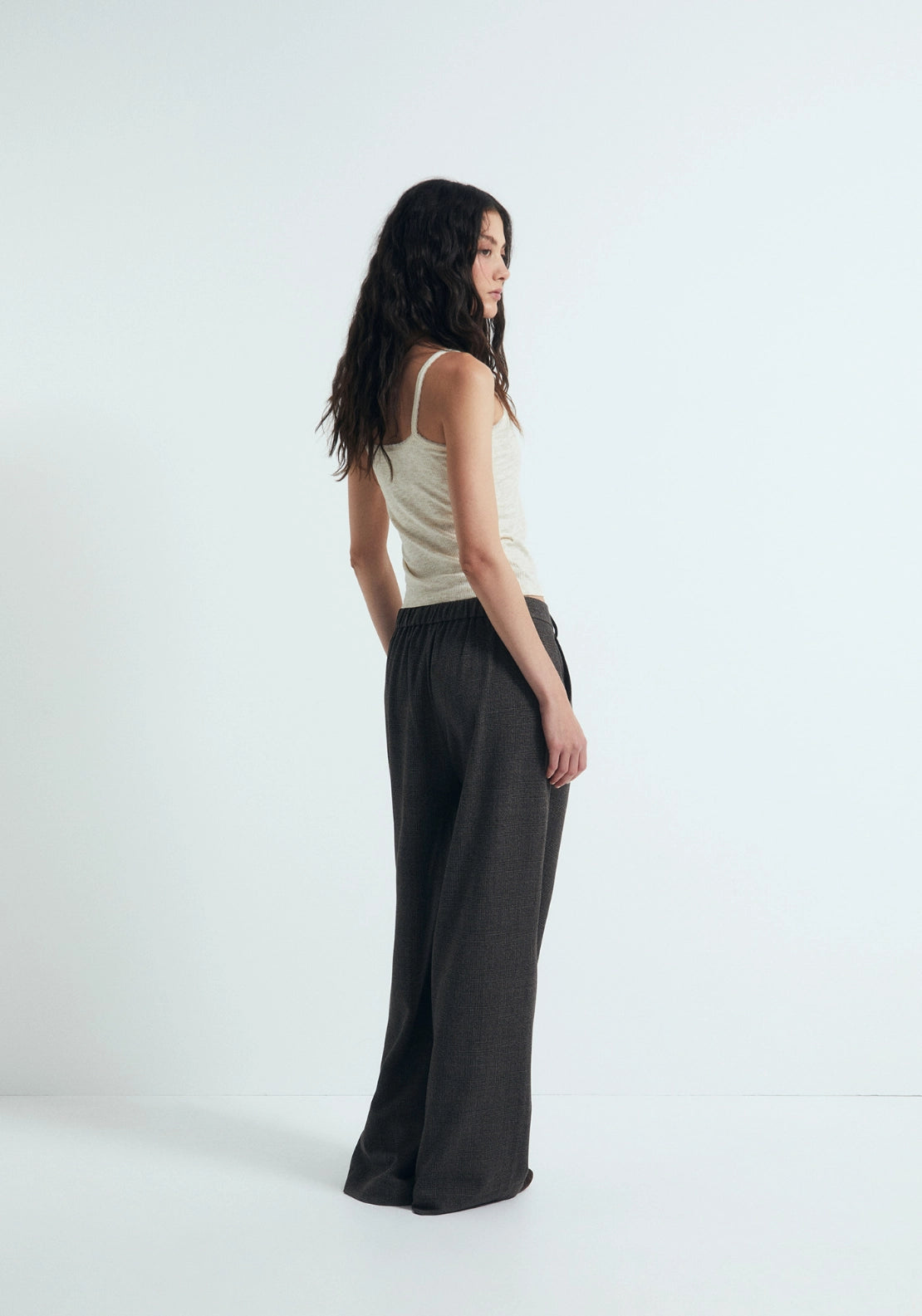Pleated Elasticated Trousers - Brown