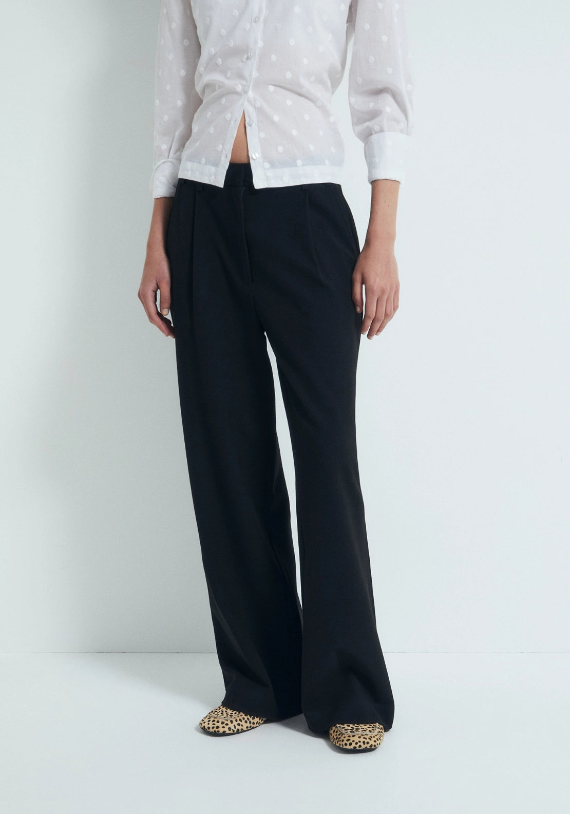 Pleated Elasticated Trousers - Black