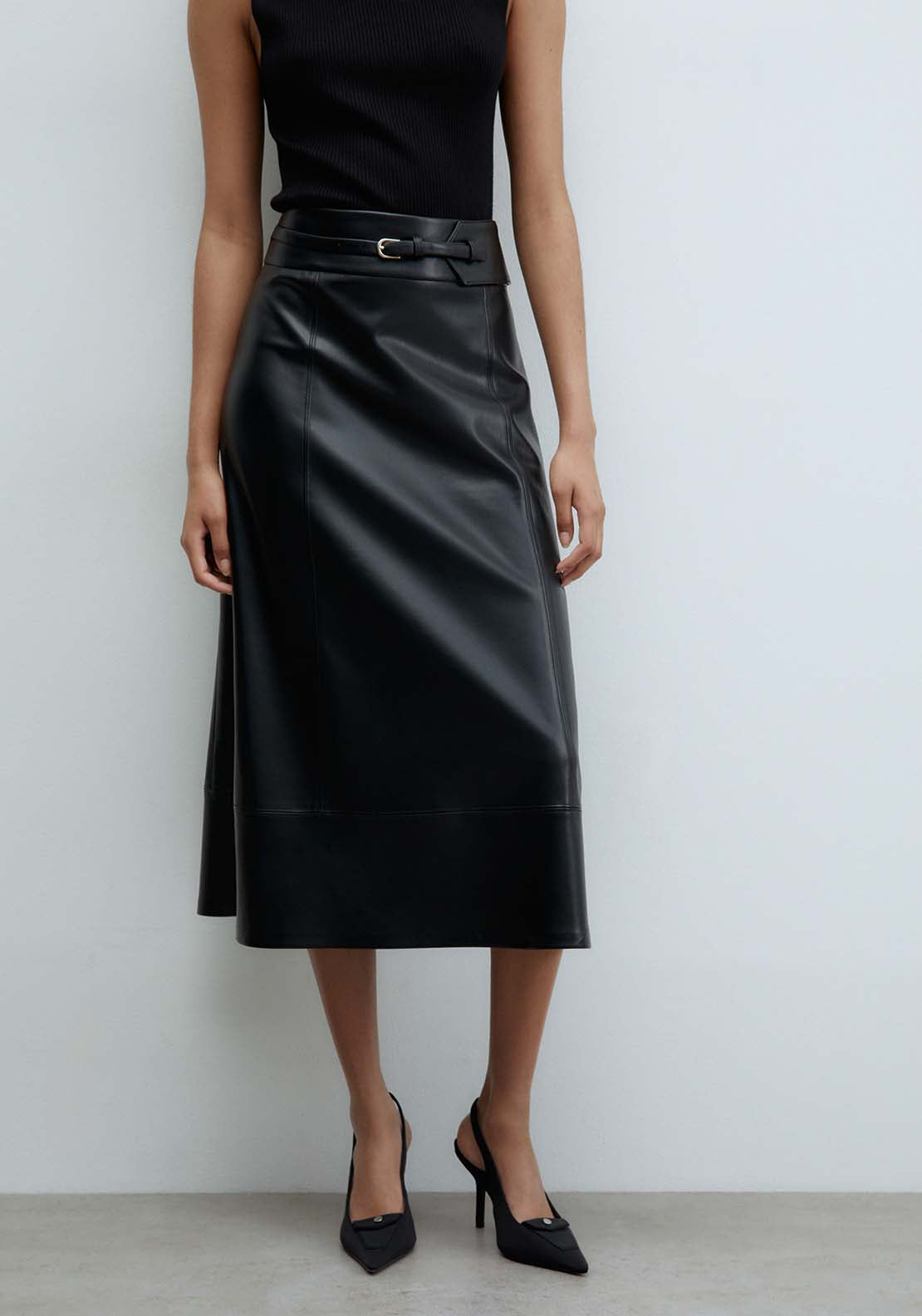 Sfera Belted Skirt - Black 5 Shaws Department Stores