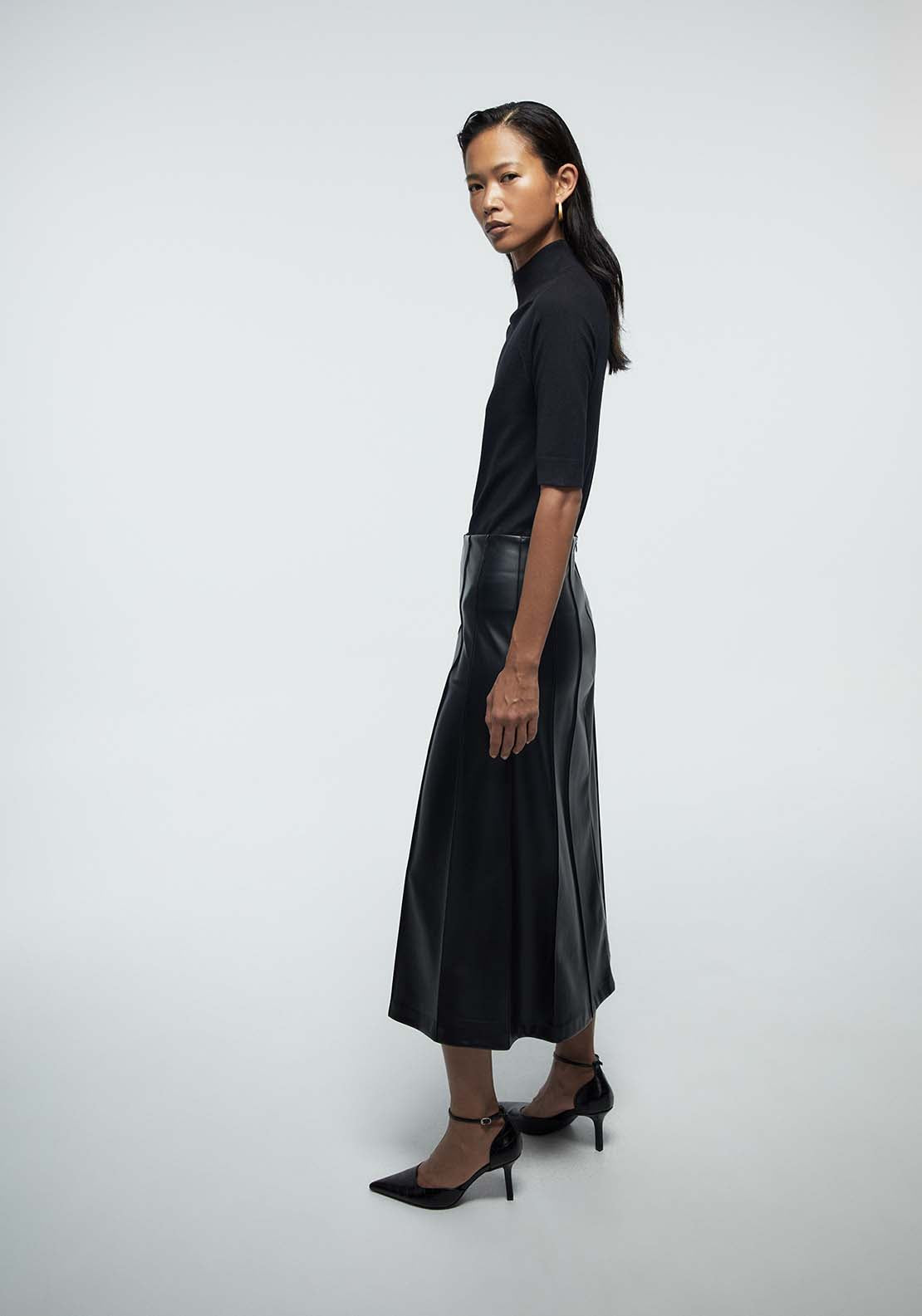 Seam Detail Skirt - Black