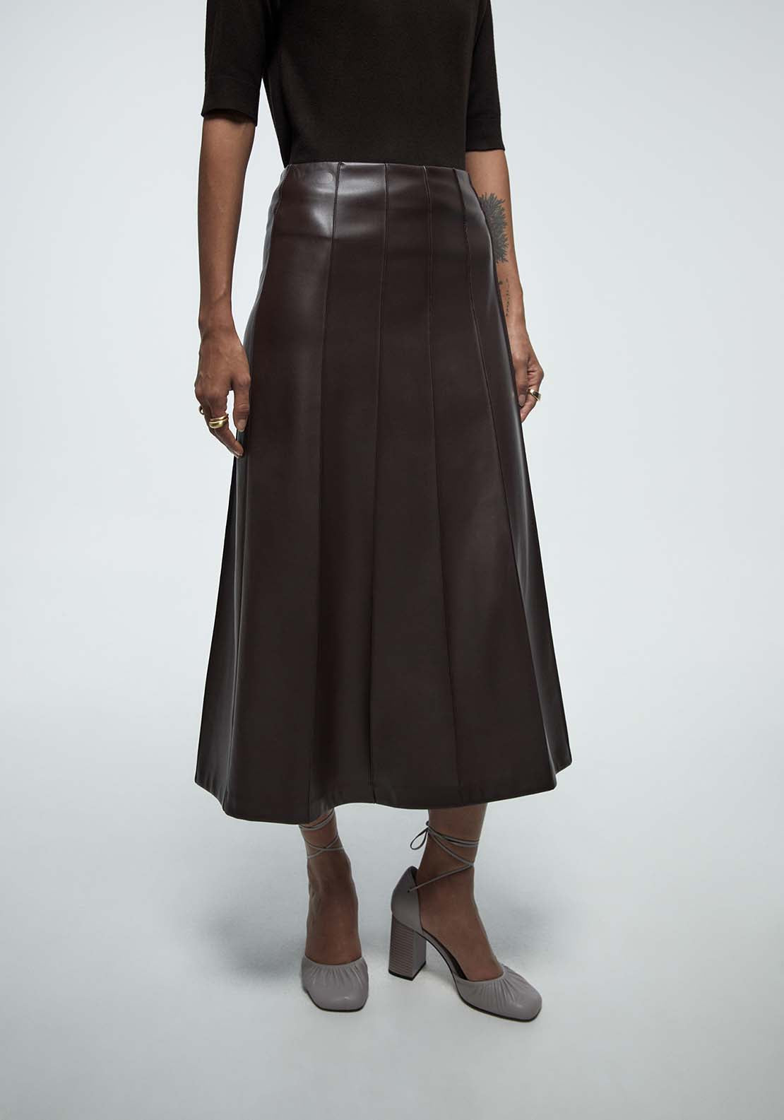 Seam Detail Skirt - Brown