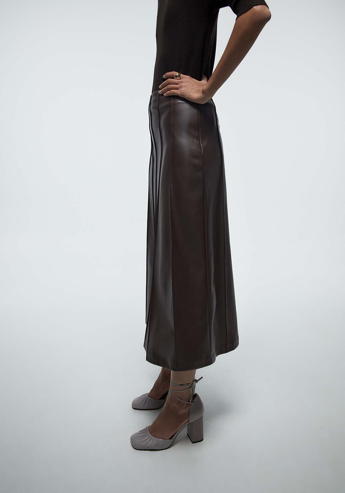 Seam Detail Skirt - Brown