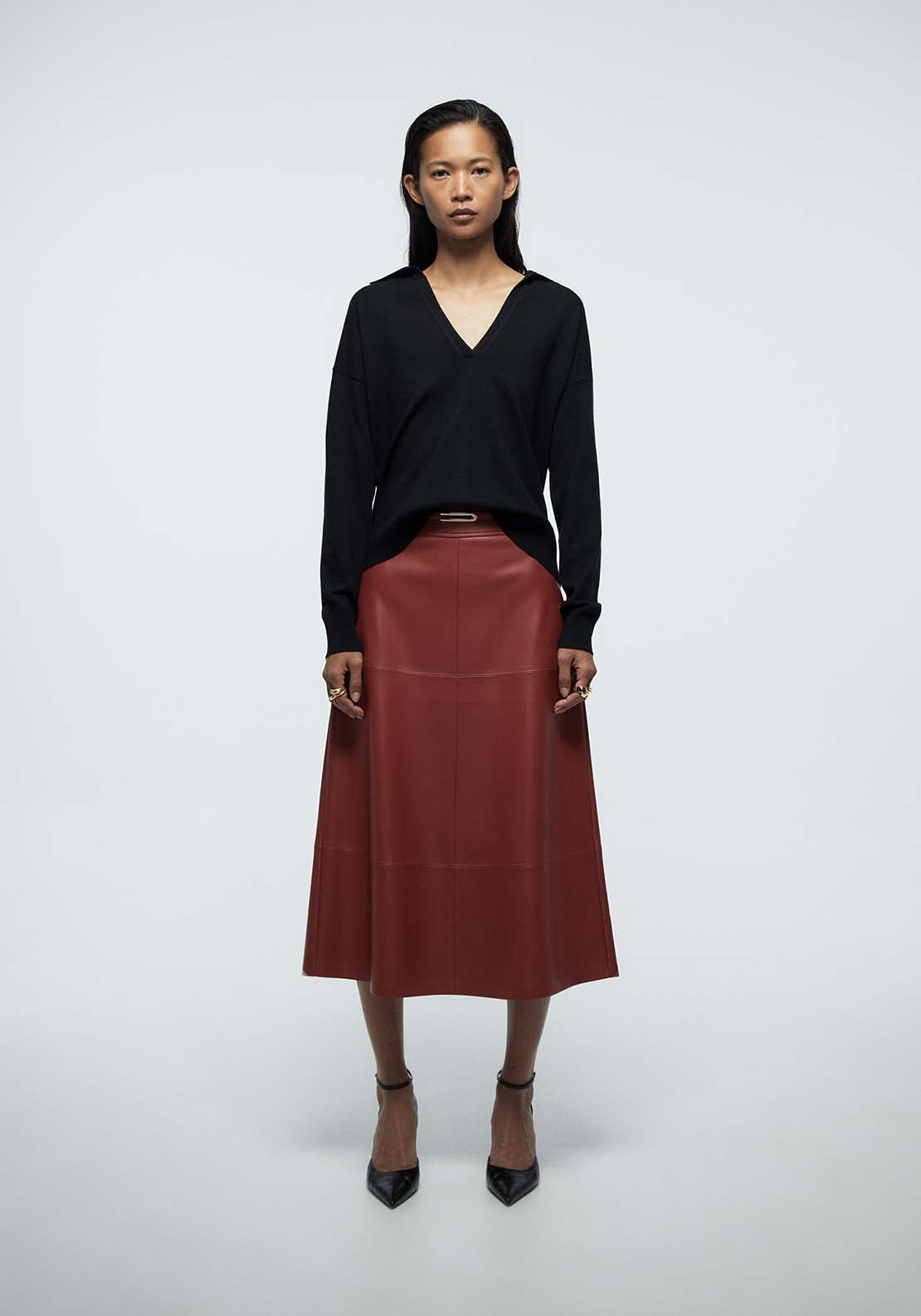 Belted Skirt - Red