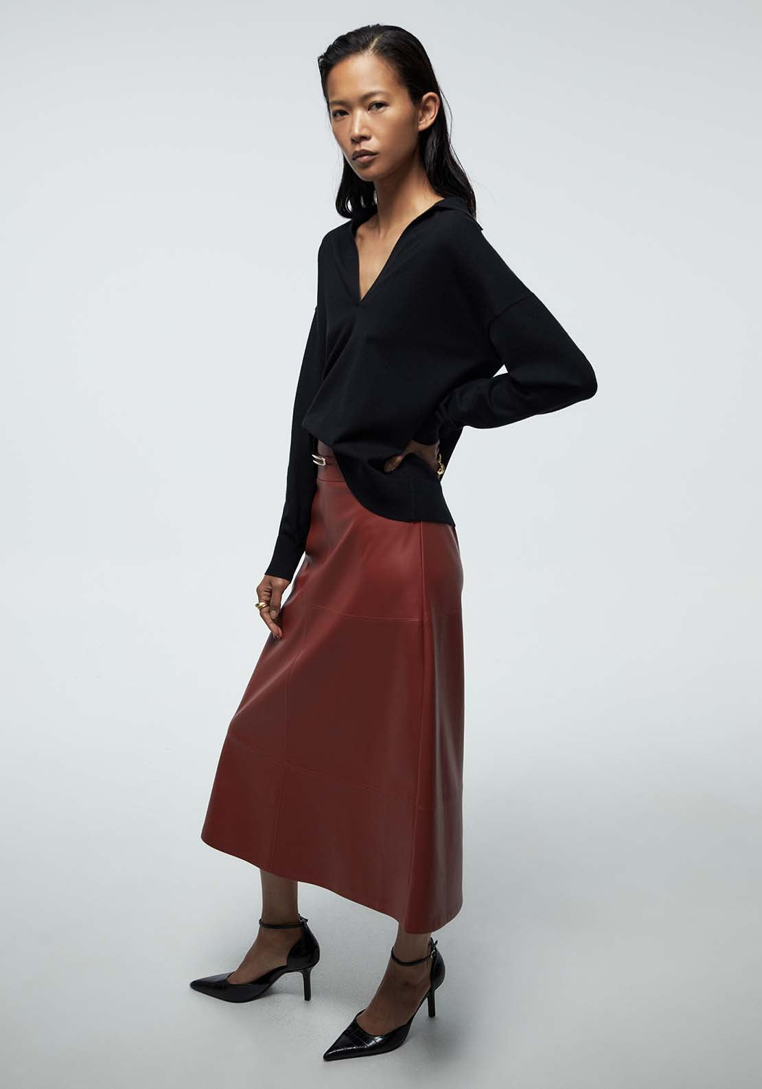 Belted Skirt - Red