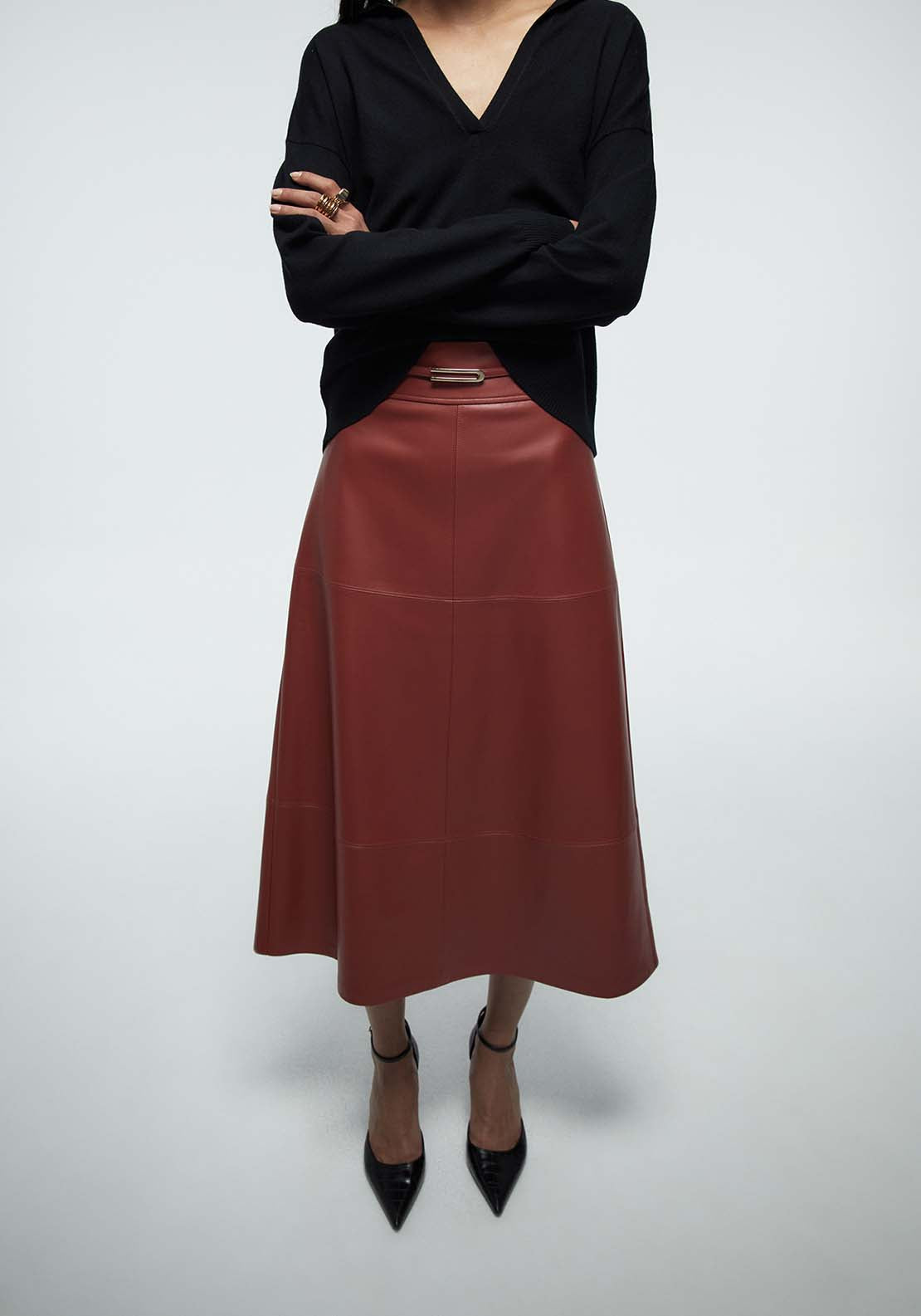 Belted Skirt - Red