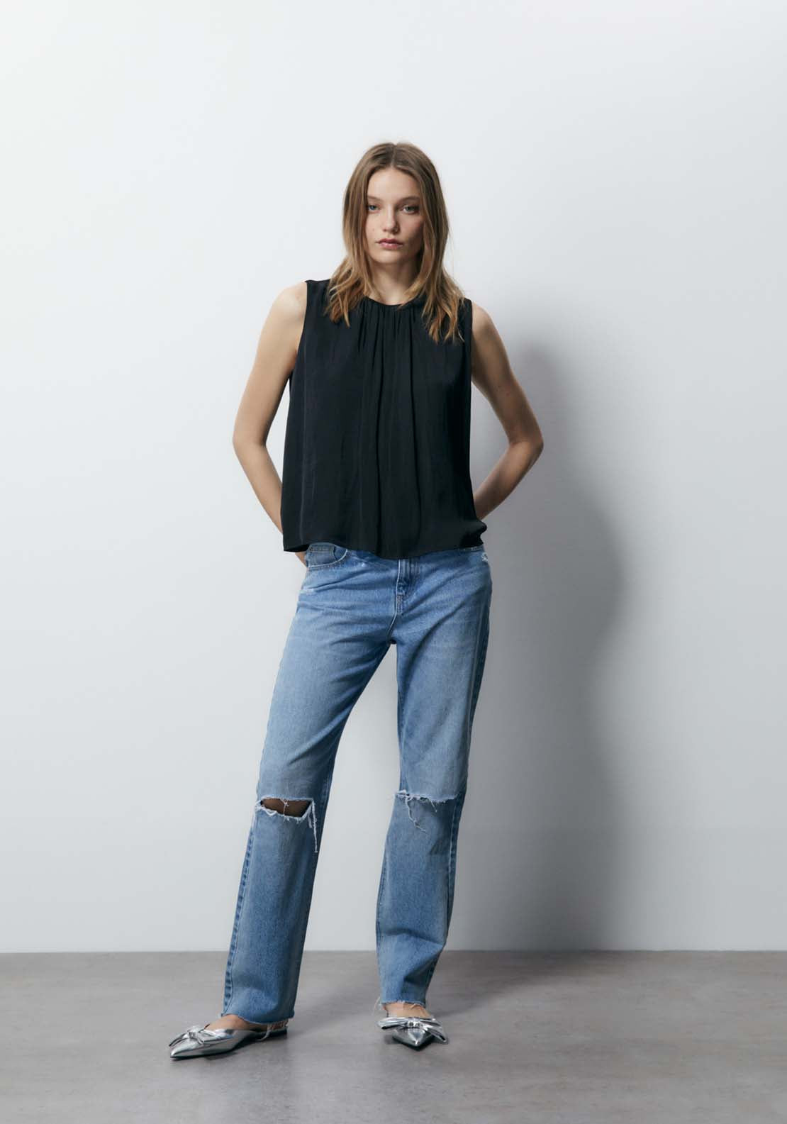 Sfera Sleeveless Fluid Pleated Top 4 Shaws Department Stores