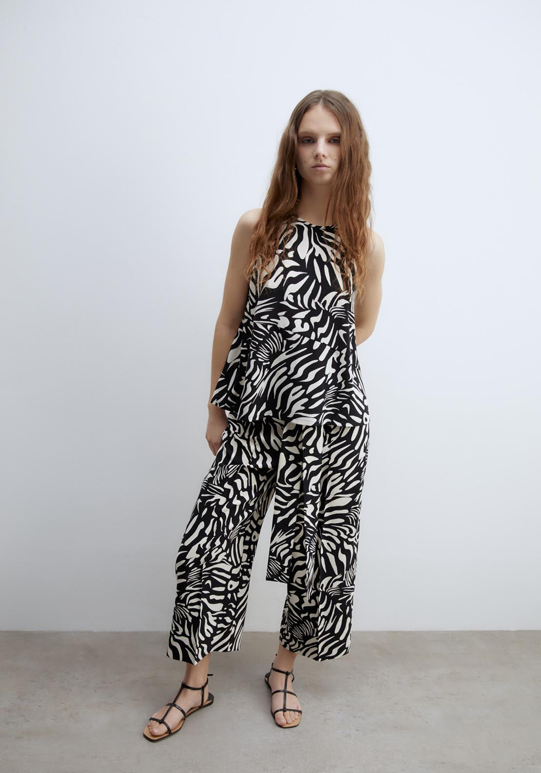 Sfera Printed Halter Neck Top - Black 1 Shaws Department Stores