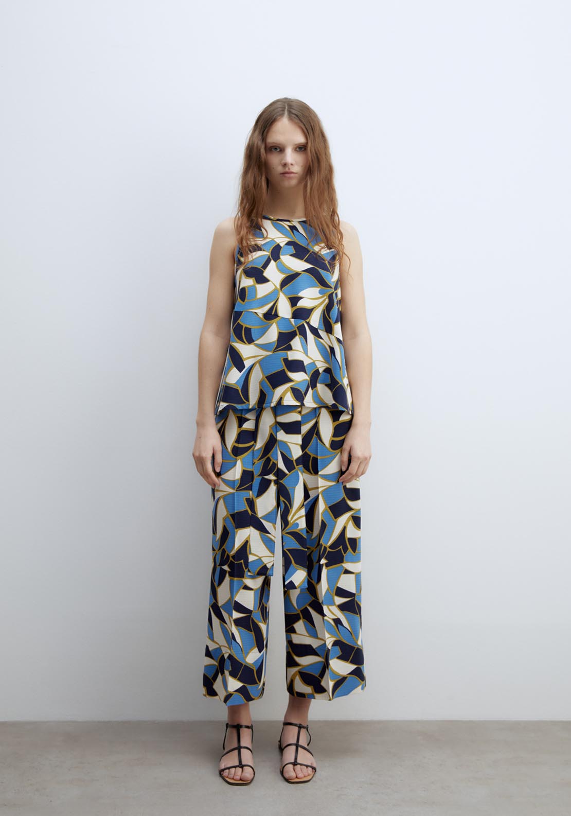 Sfera Printed Halter Neck Top - Blue 5 Shaws Department Stores