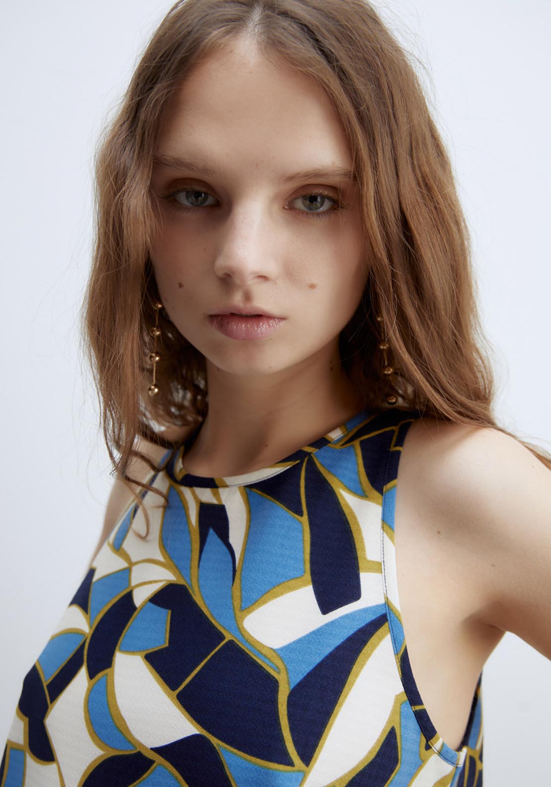 Sfera Printed Halter Neck Top - Blue 4 Shaws Department Stores