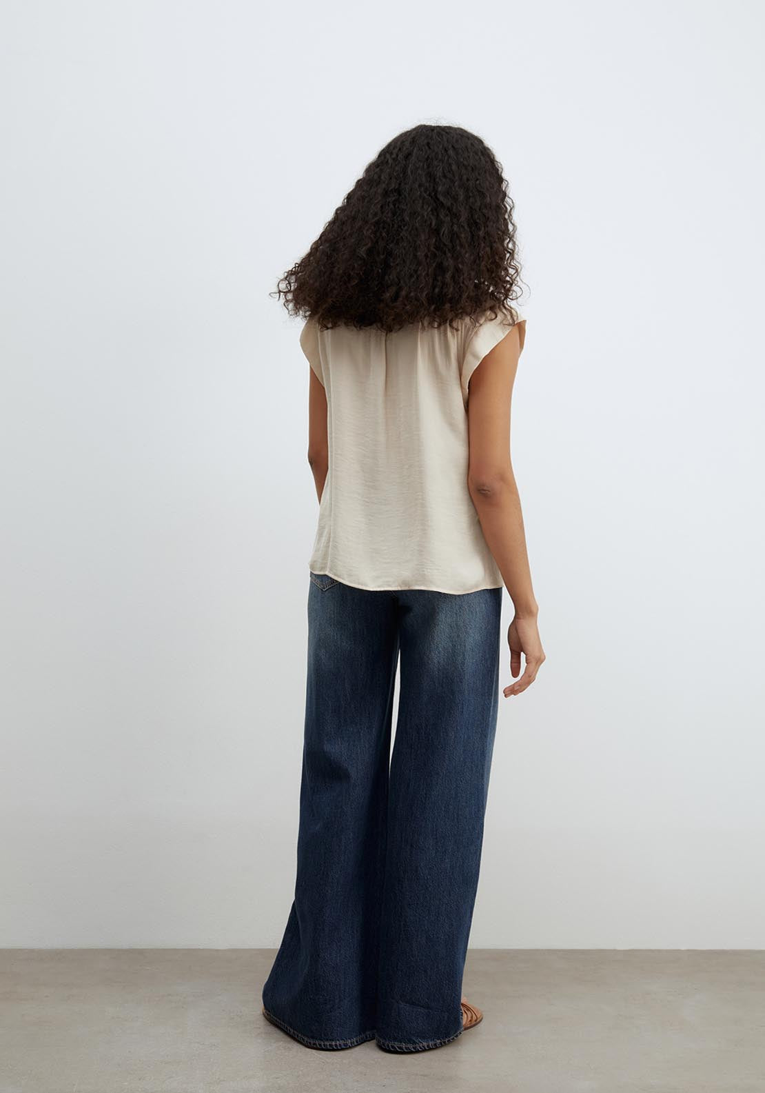 Sfera Buttons Loose Fit Top - Beige 2 Shaws Department Stores