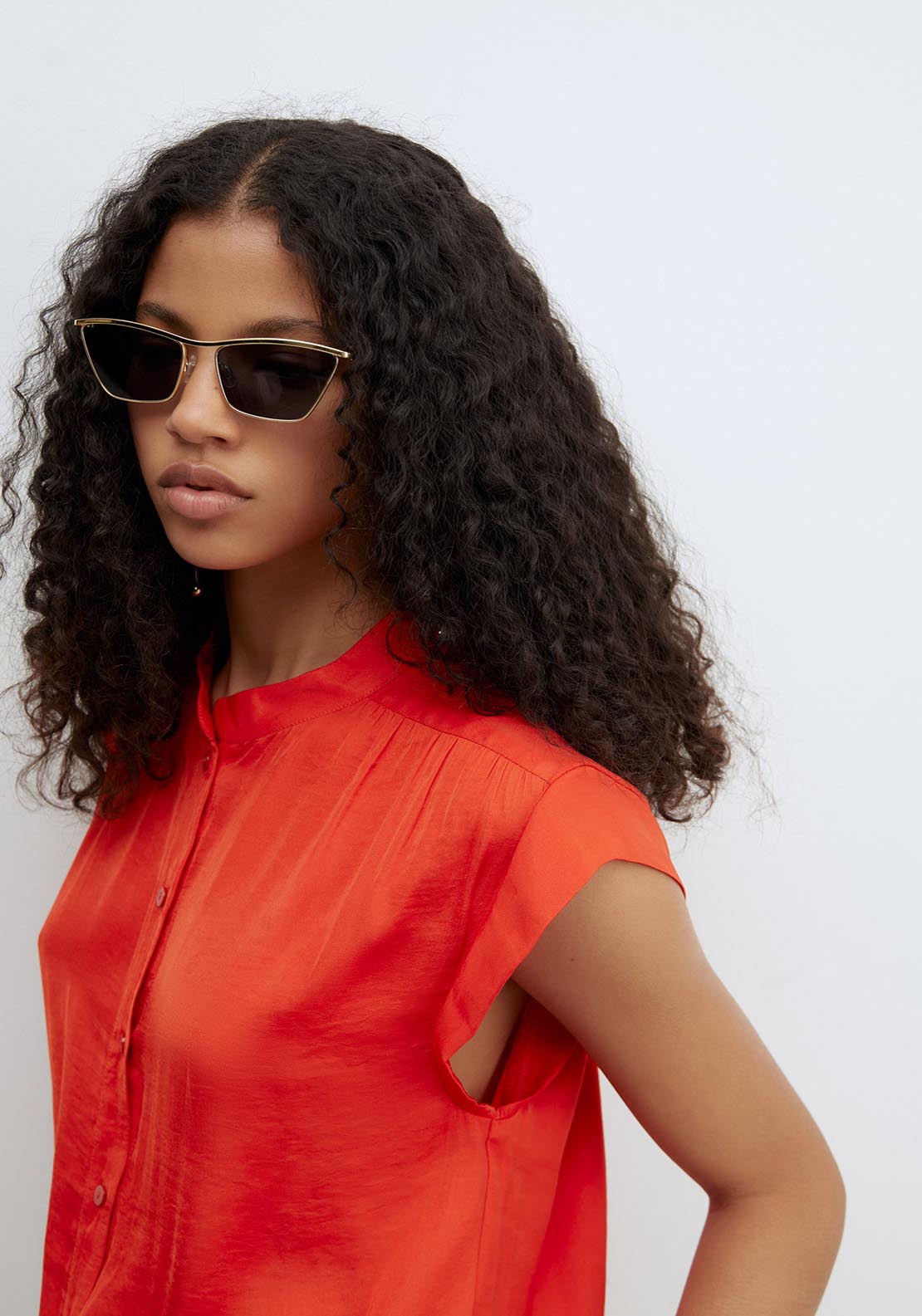 Sfera Buttons Loose Fit Top - Red 4 Shaws Department Stores