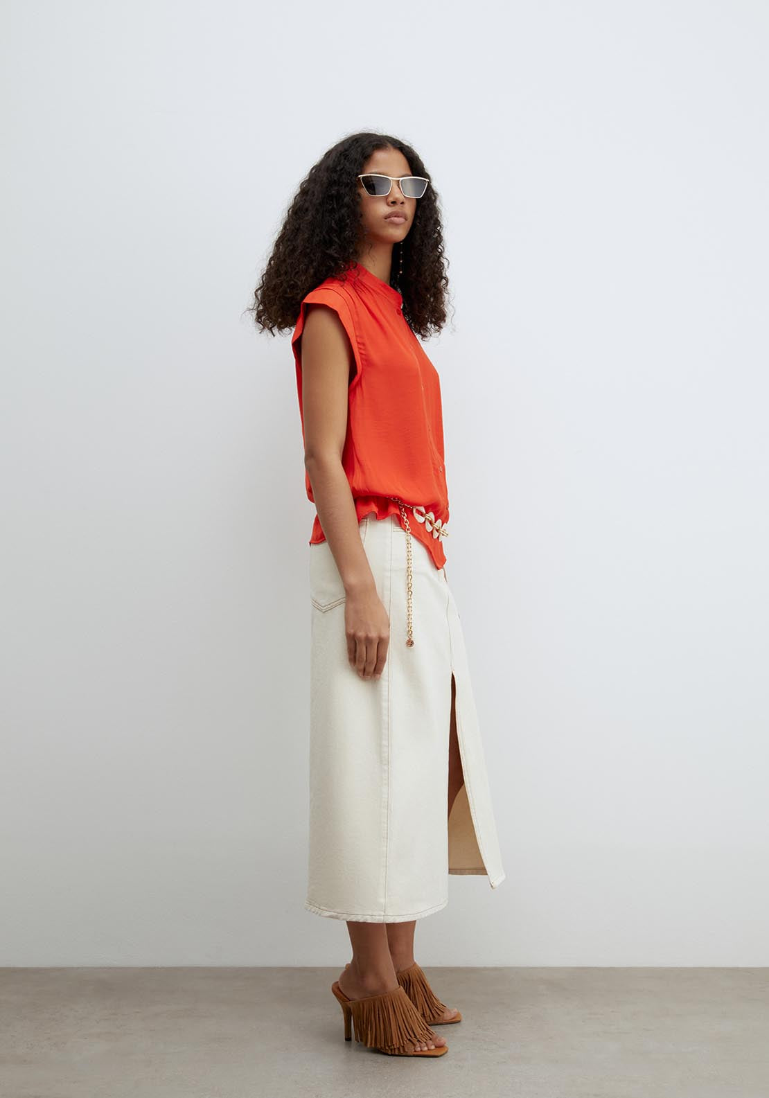 Sfera Buttons Loose Fit Top - Red 3 Shaws Department Stores