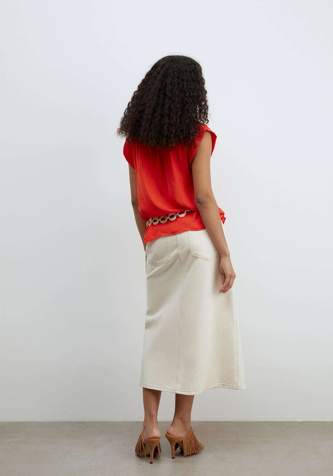 Sfera Buttons Loose Fit Top - Red 2 Shaws Department Stores
