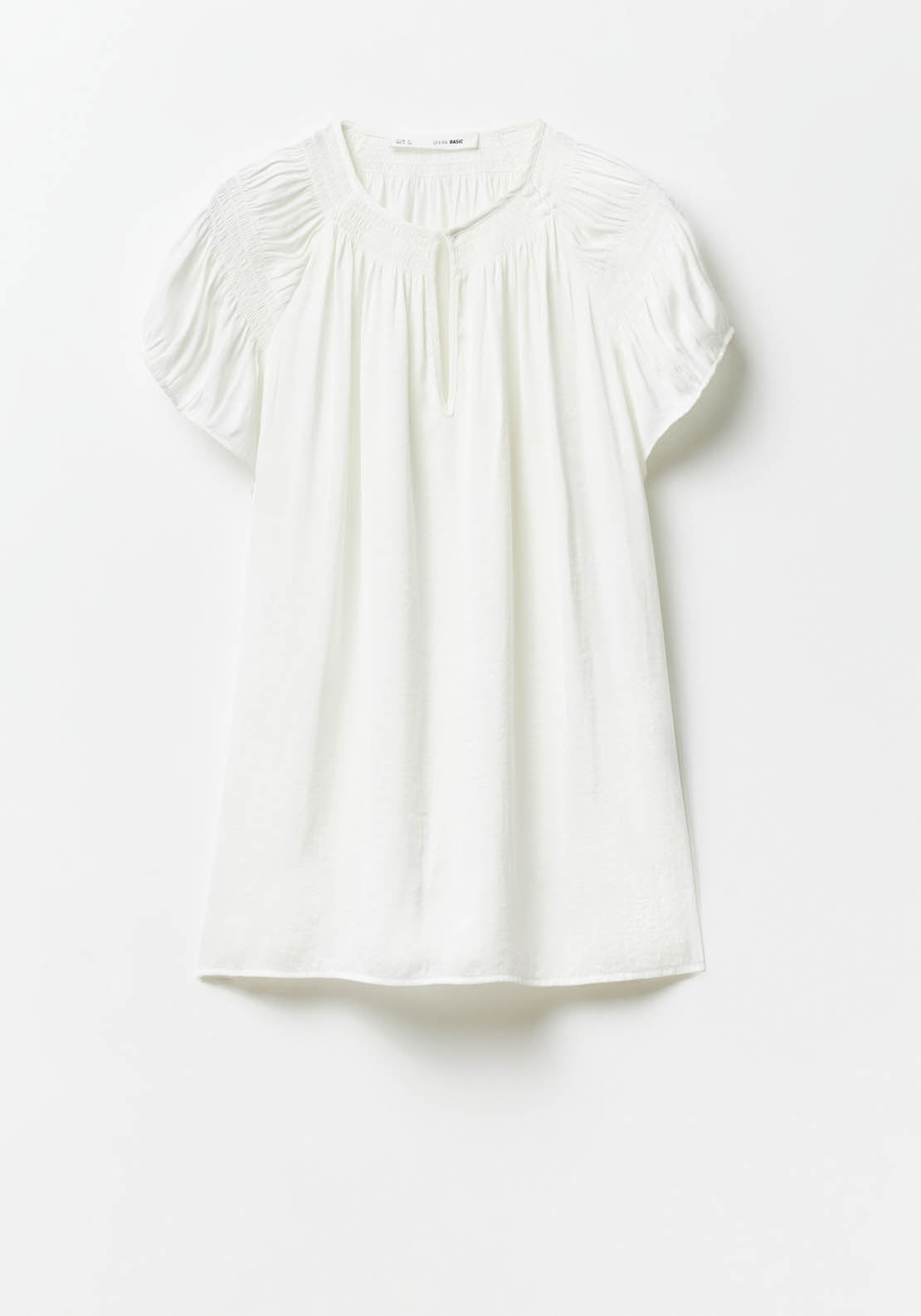 Sfera Round-Neck Elasticated Blouse - White 6 Shaws Department Stores