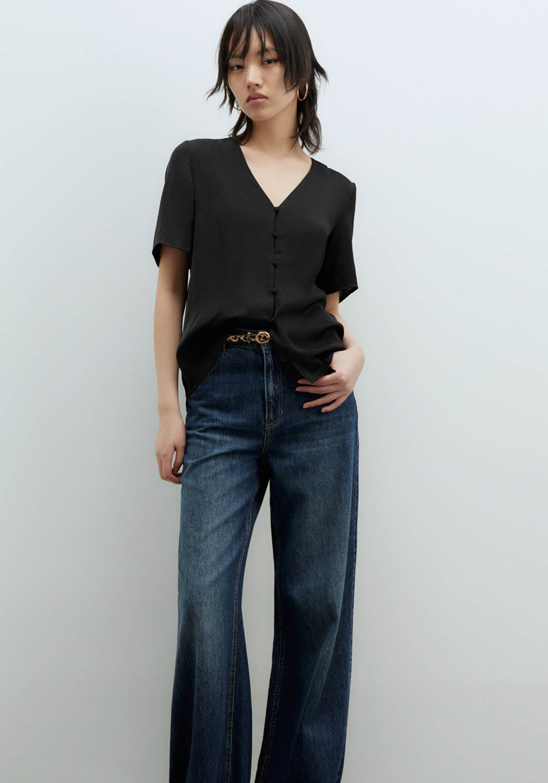 Sfera Short-Sleeved Blouse - Black 1 Shaws Department Stores