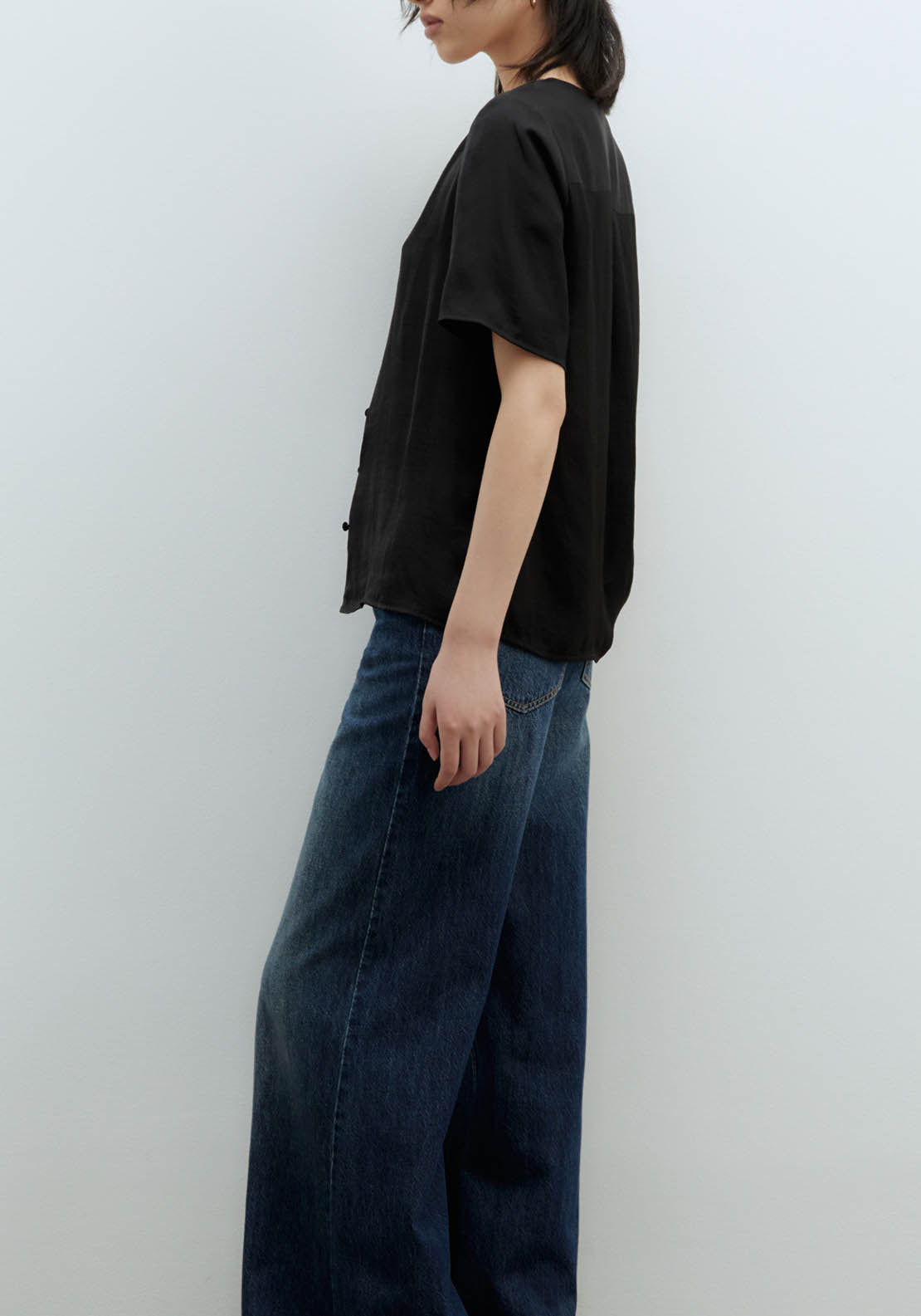 Sfera Short-Sleeved Blouse - Black 3 Shaws Department Stores