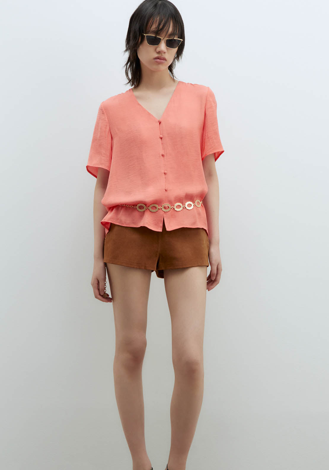 Sfera Short-Sleeved Blouse - Coral 1 Shaws Department Stores