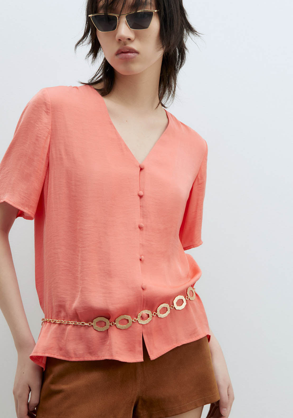 Sfera Short-Sleeved Blouse - Coral 2 Shaws Department Stores