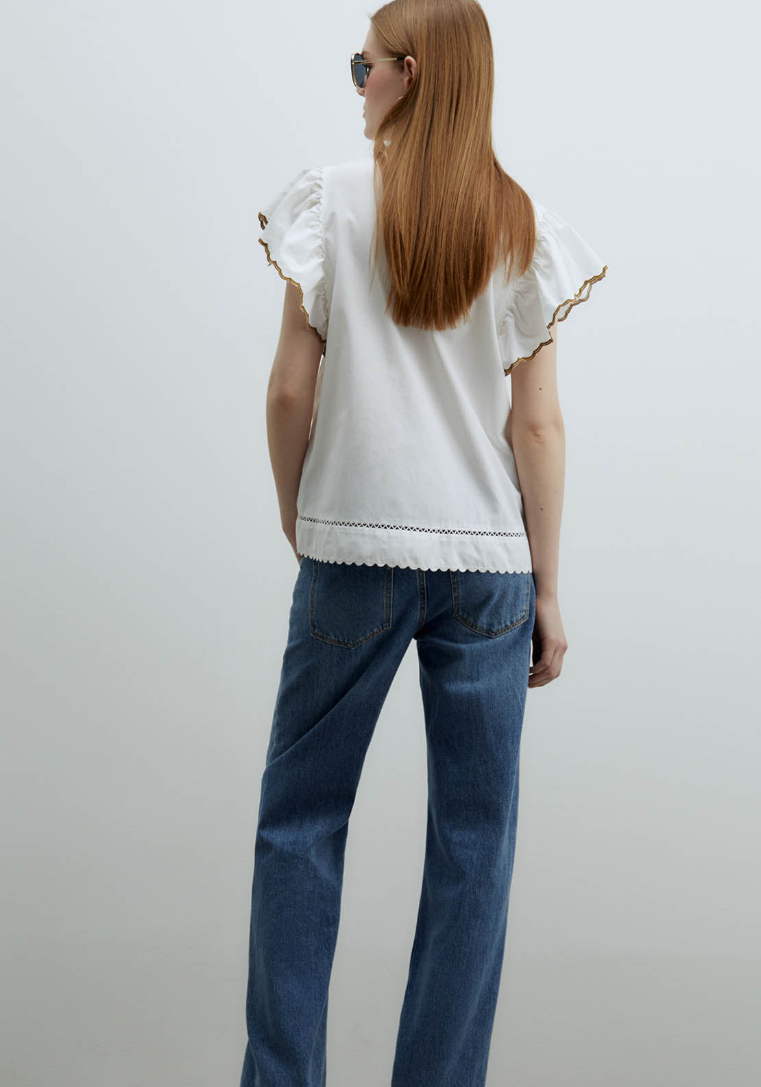 Sfera Ruffles Embroidered Blouse - Green 6 Shaws Department Stores