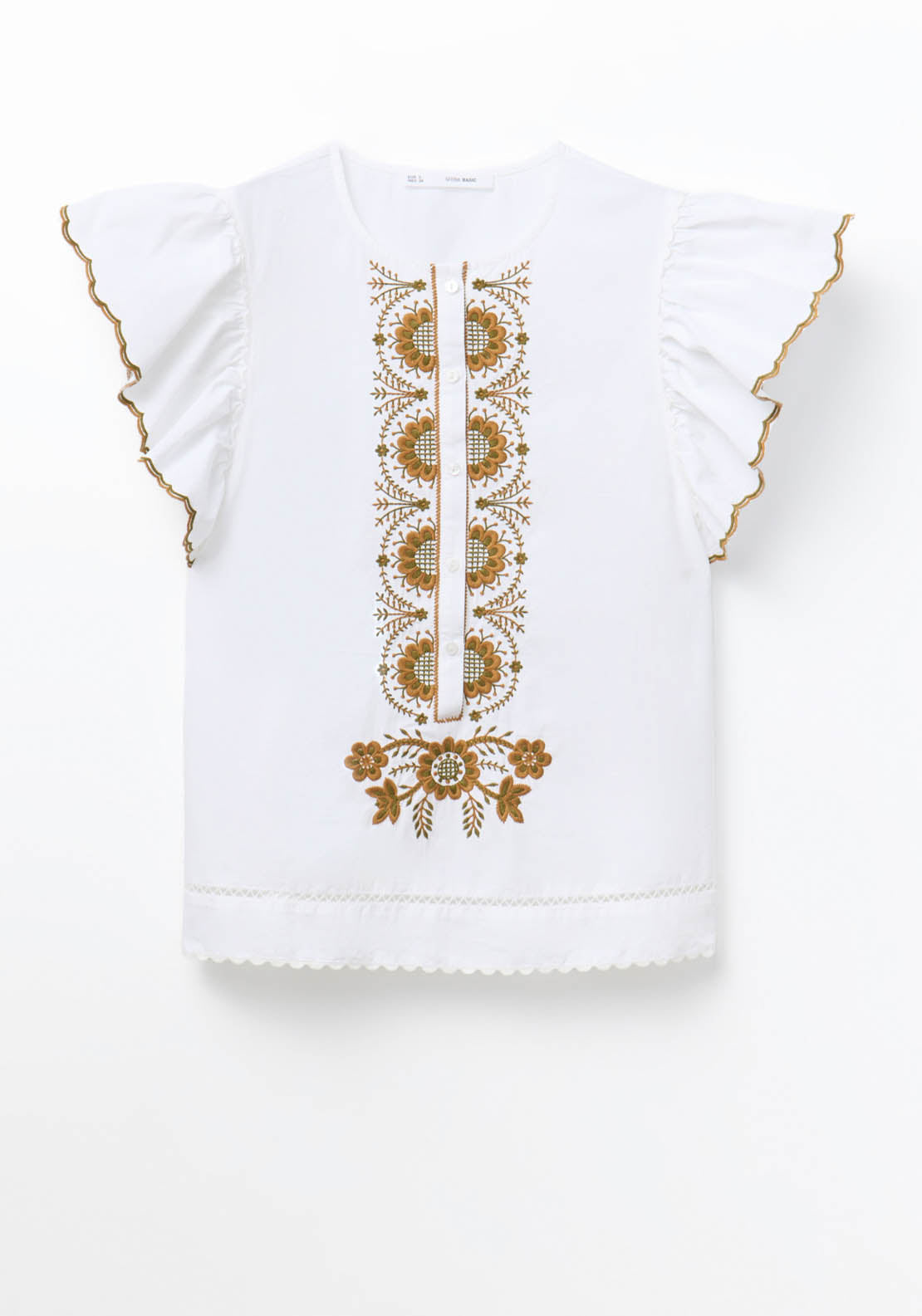 Sfera Ruffles Embroidered Blouse - Green 7 Shaws Department Stores