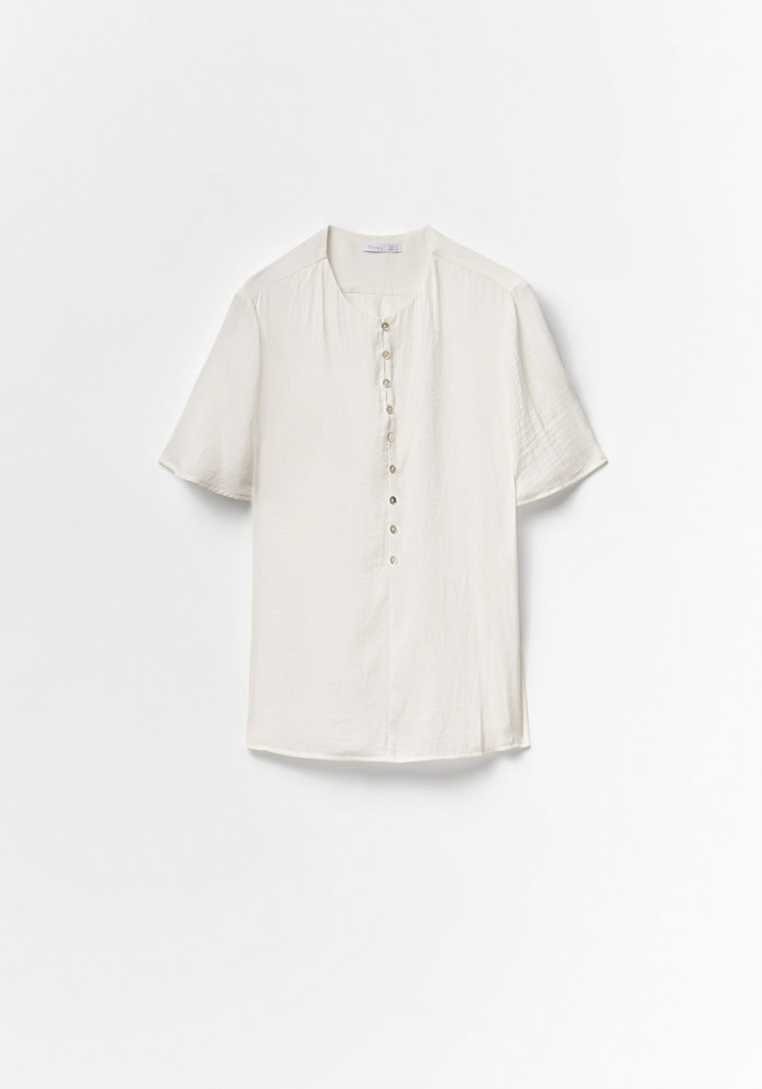 Short-Sleeved V-Neck Blouse - White