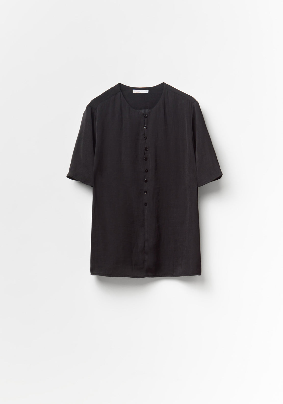 Short-Sleeved V-Neck Blouse - Black