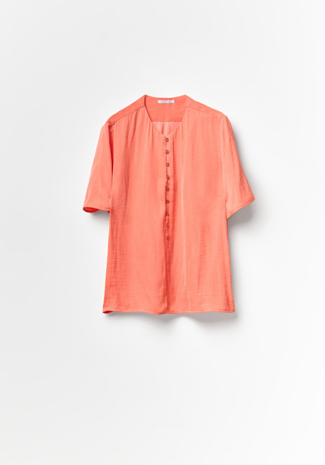 Relaxed Top Button Detail Blouse - Coral