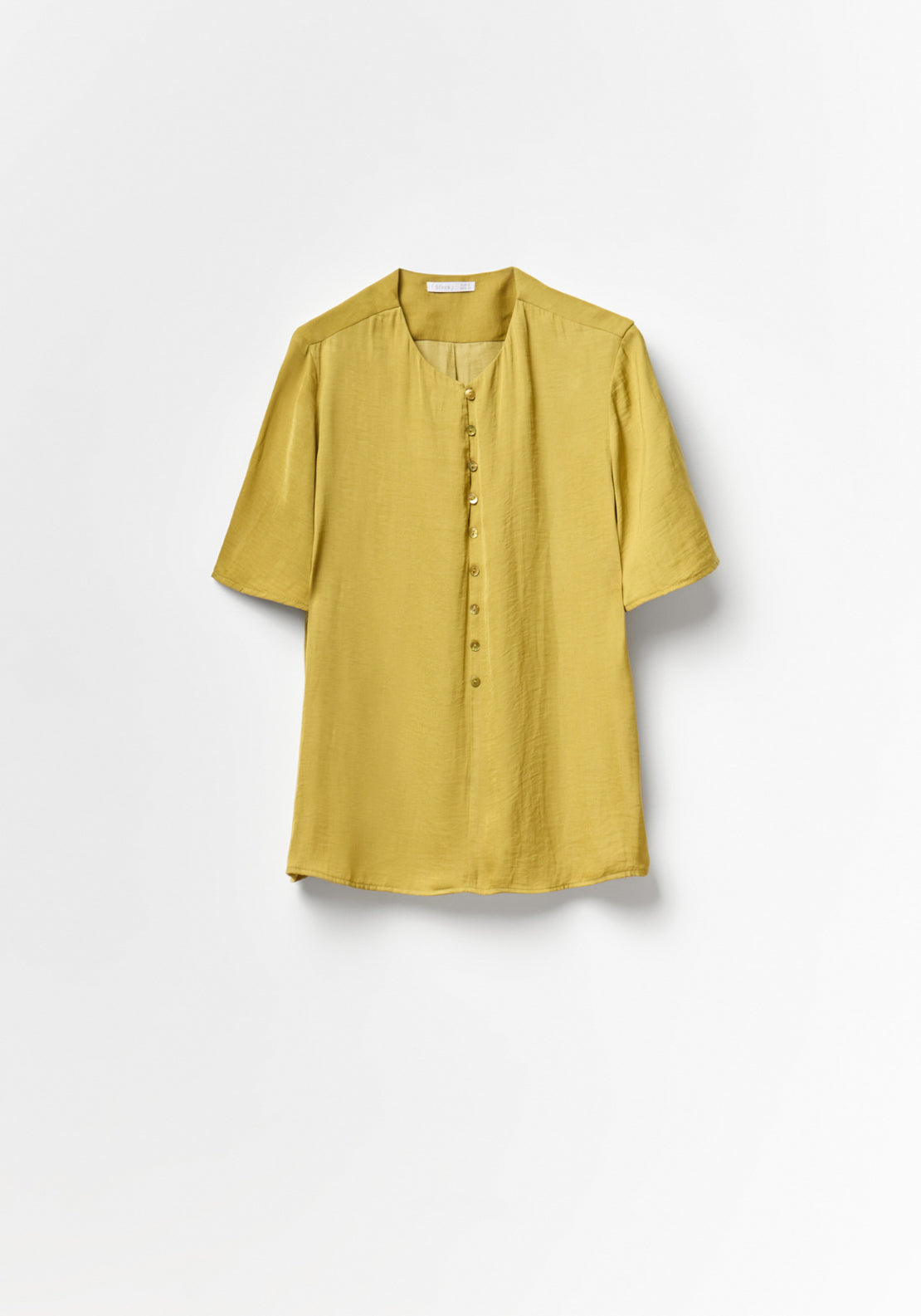 Short-Sleeved V-Neck Blouse - Green