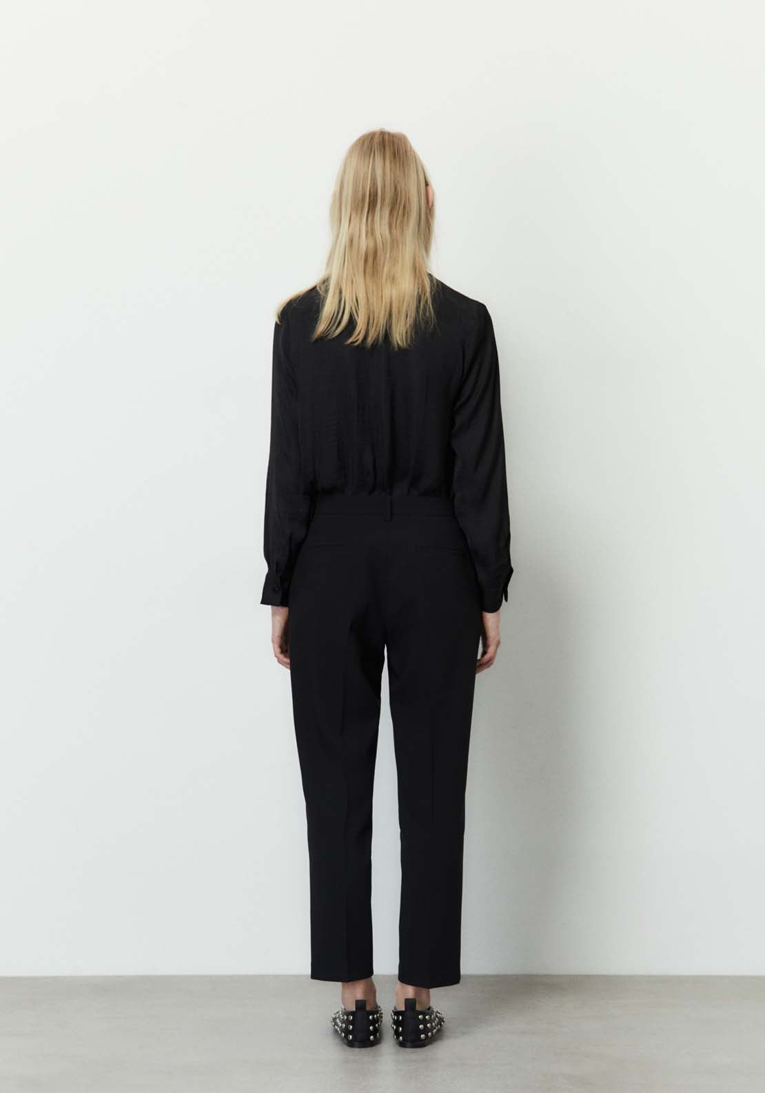 Sfera Plain loose-fit blouse - Black 3 Shaws Department Stores