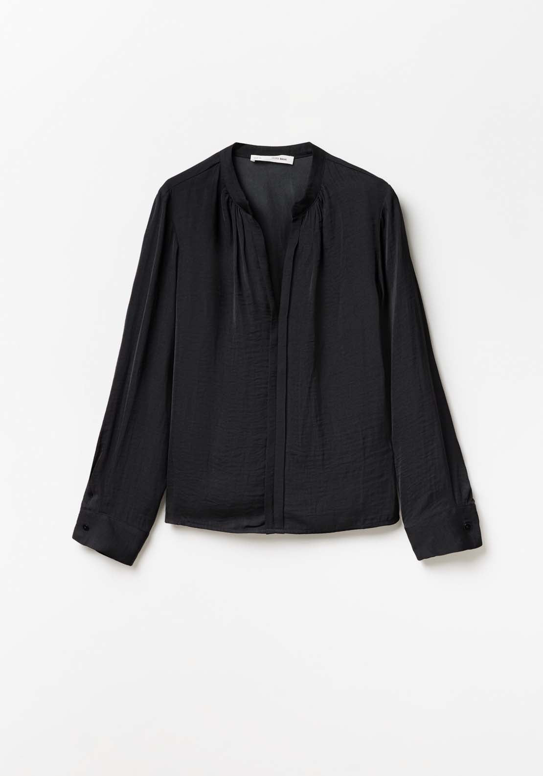 Sfera Plain loose-fit blouse - Black 6 Shaws Department Stores