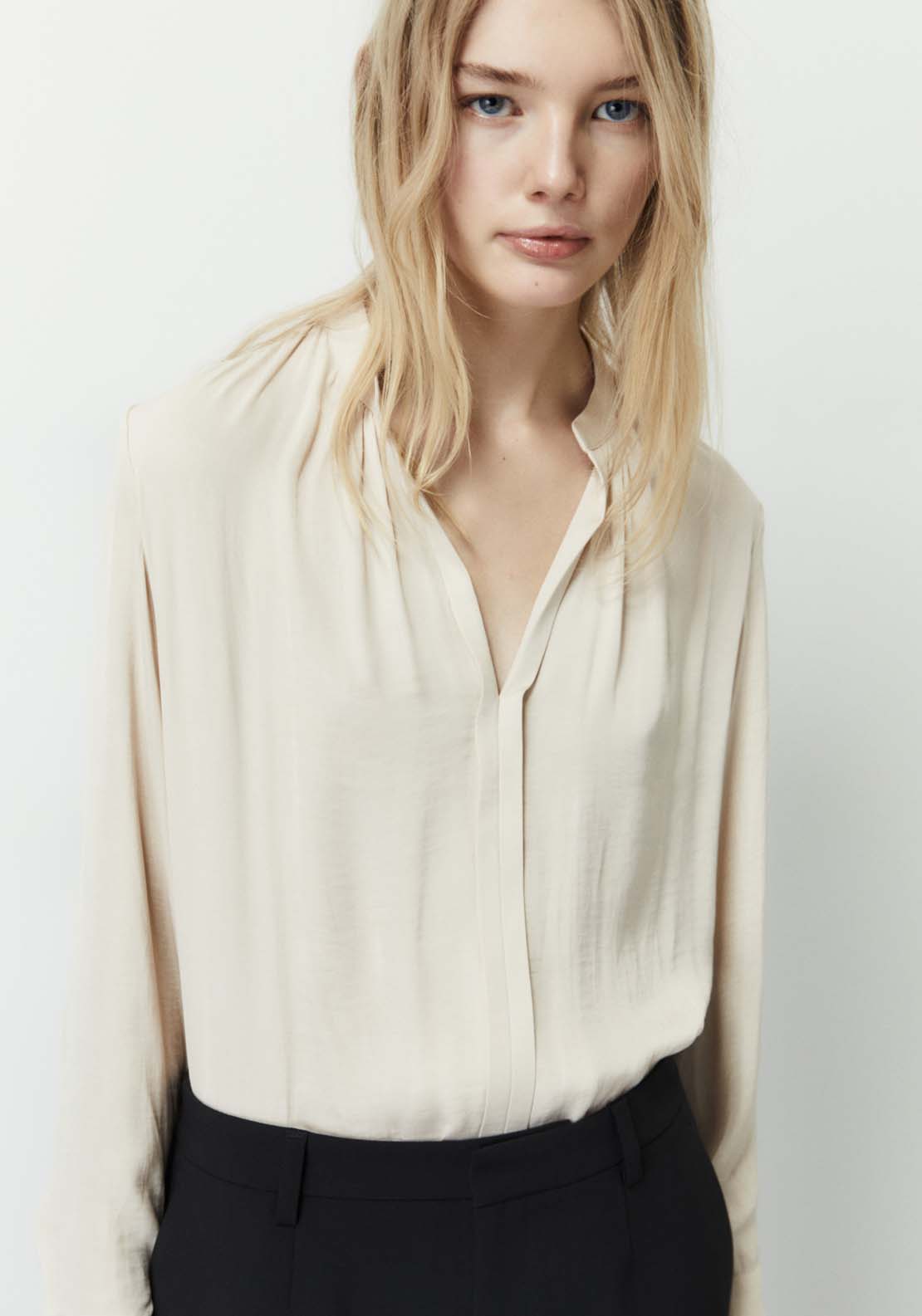 Sfera Plain loose-fit blouse - Camel 1 Shaws Department Stores