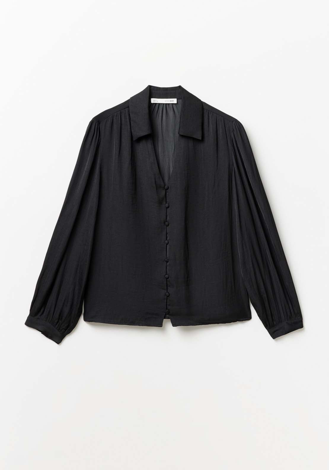 Sfera Buttons blouse - Black 6 Shaws Department Stores