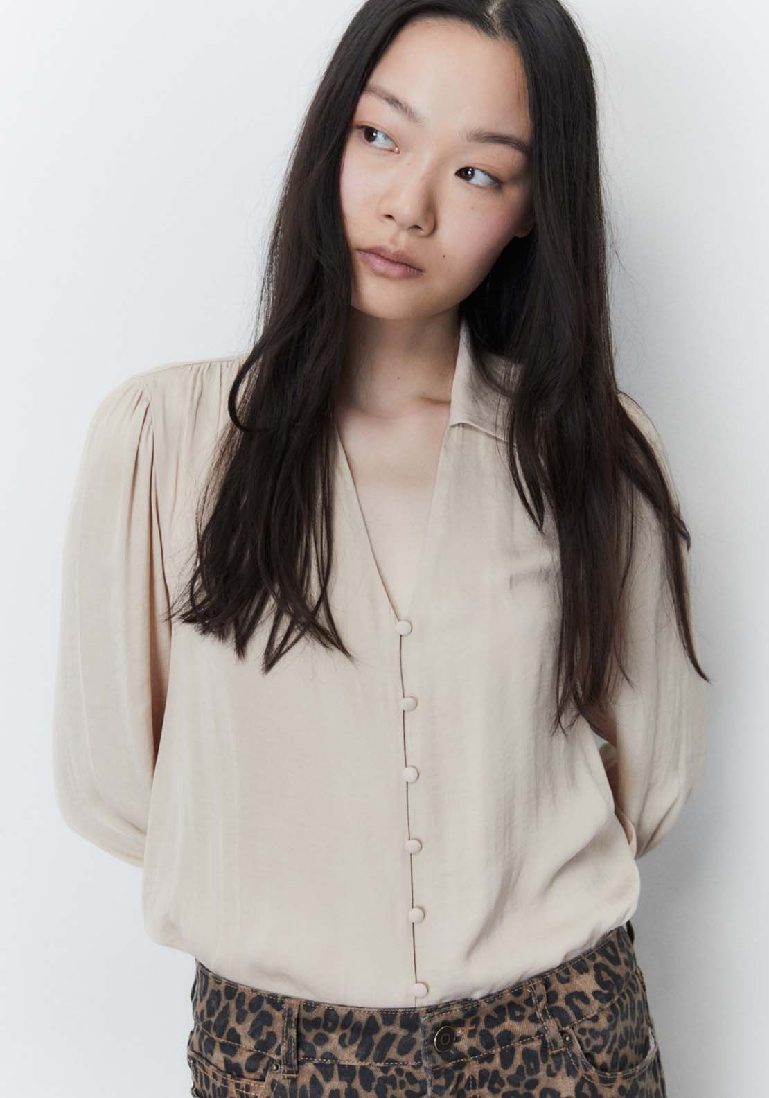 Sfera Buttons blouse - Camel 1 Shaws Department Stores