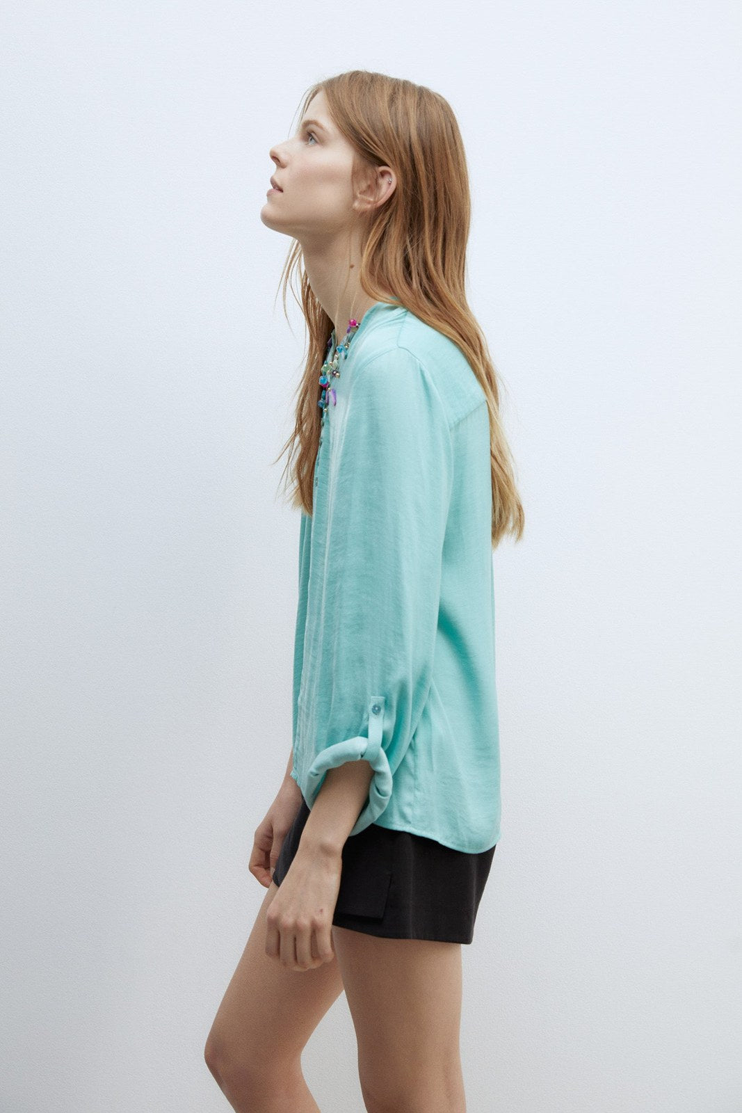 Sfera Buttons loose-fit blouse - Green 2 Shaws Department Stores