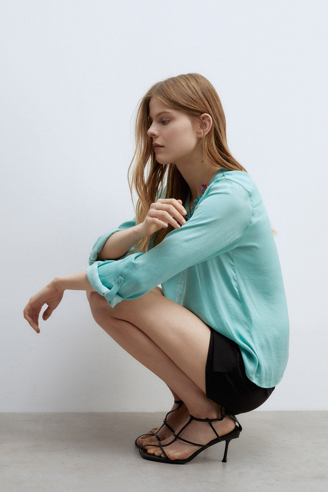 Sfera Buttons loose-fit blouse - Green 3 Shaws Department Stores