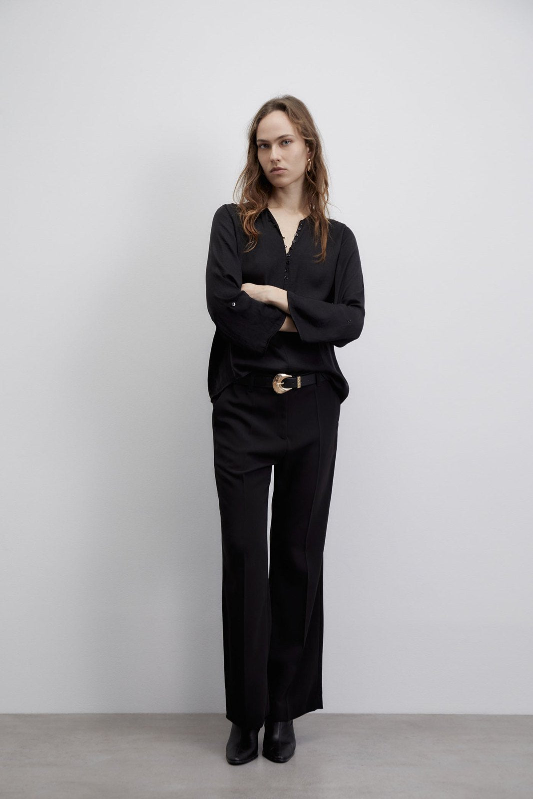 Sfera Buttons loose-fit blouse - Black 3 Shaws Department Stores