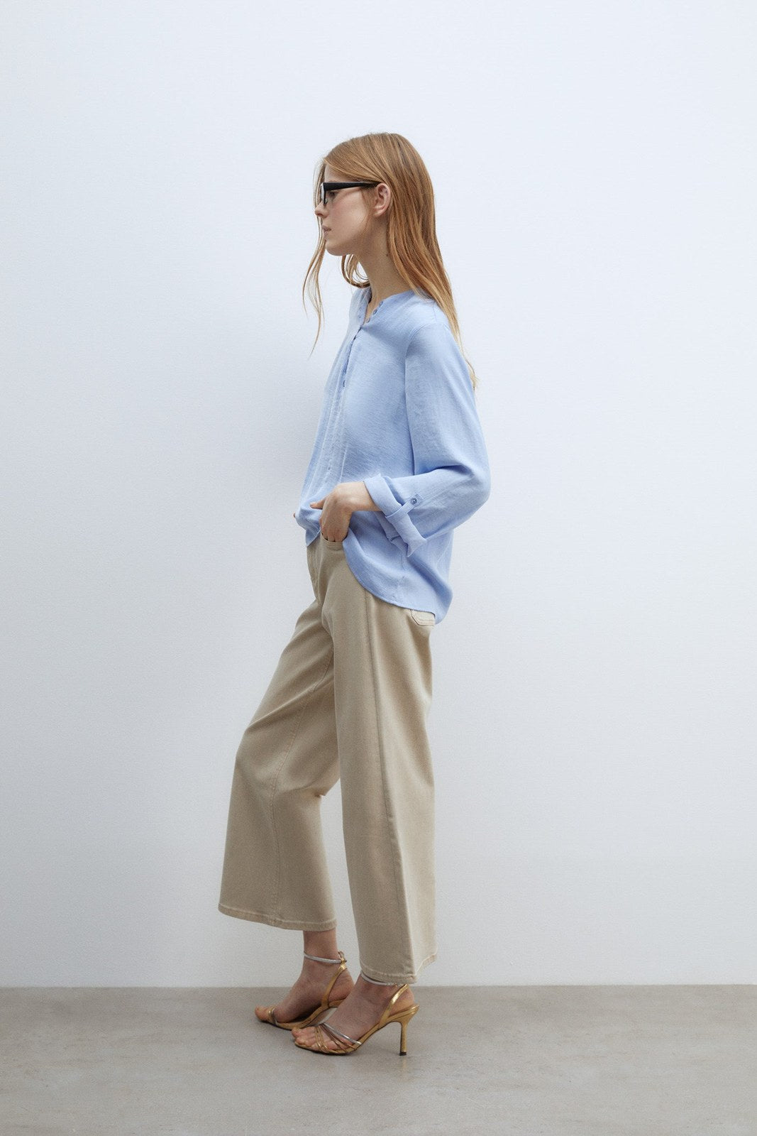 Sfera Buttons loose-fit blouse - Light Blue 3 Shaws Department Stores