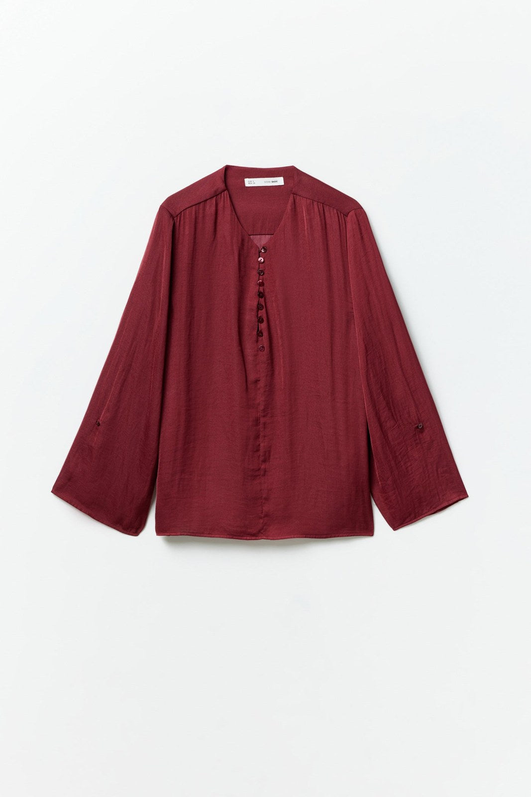 Sfera Buttons loose-fit blouse - Burgundy 6 Shaws Department Stores