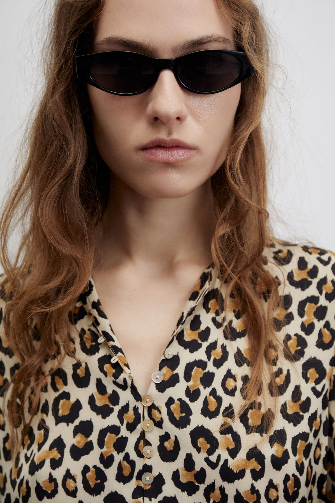 Sfera Printed loose-fit blouse - Brown 2 Shaws Department Stores