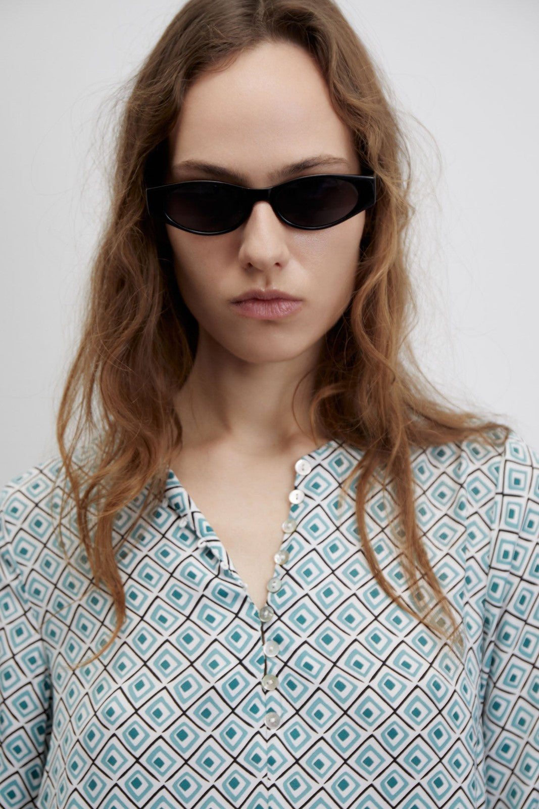 Sfera Printed loose-fit blouse - Green 3 Shaws Department Stores