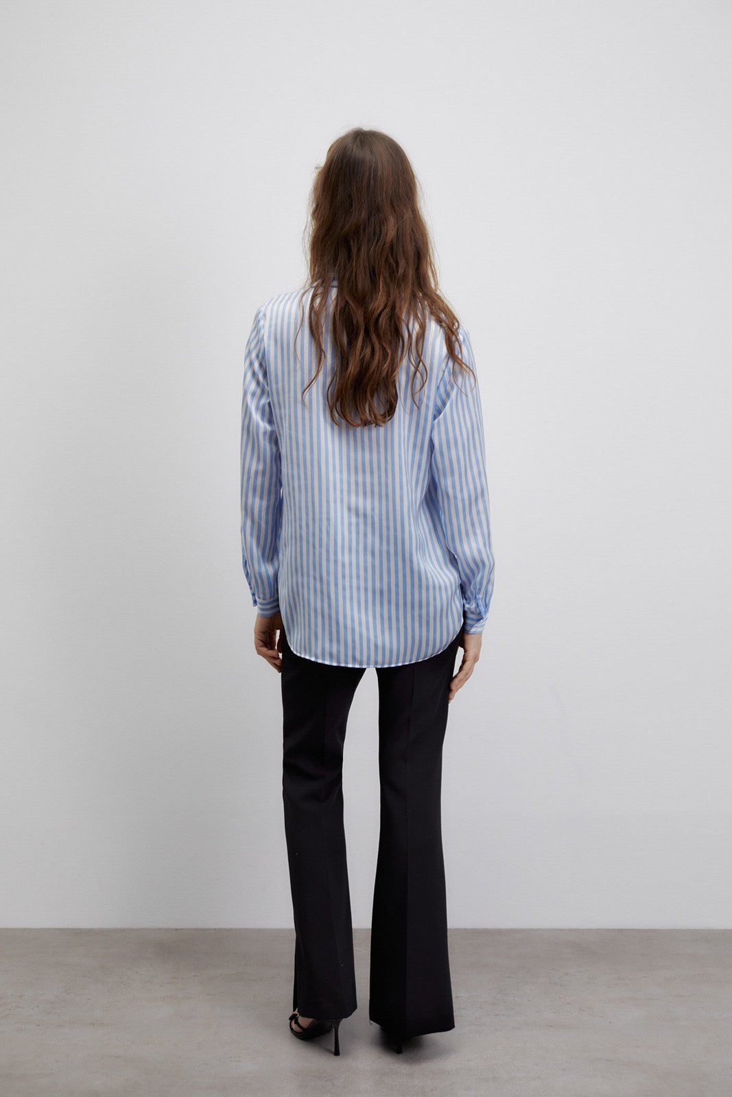 Sfera Stripes shiny shirt - Print Blue 5 Shaws Department Stores