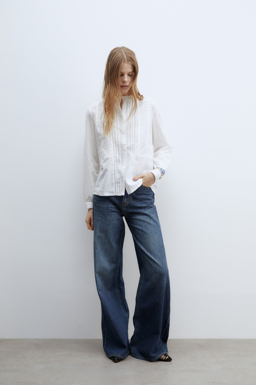 Sfera Lace plumetis shirt - White 5 Shaws Department Stores